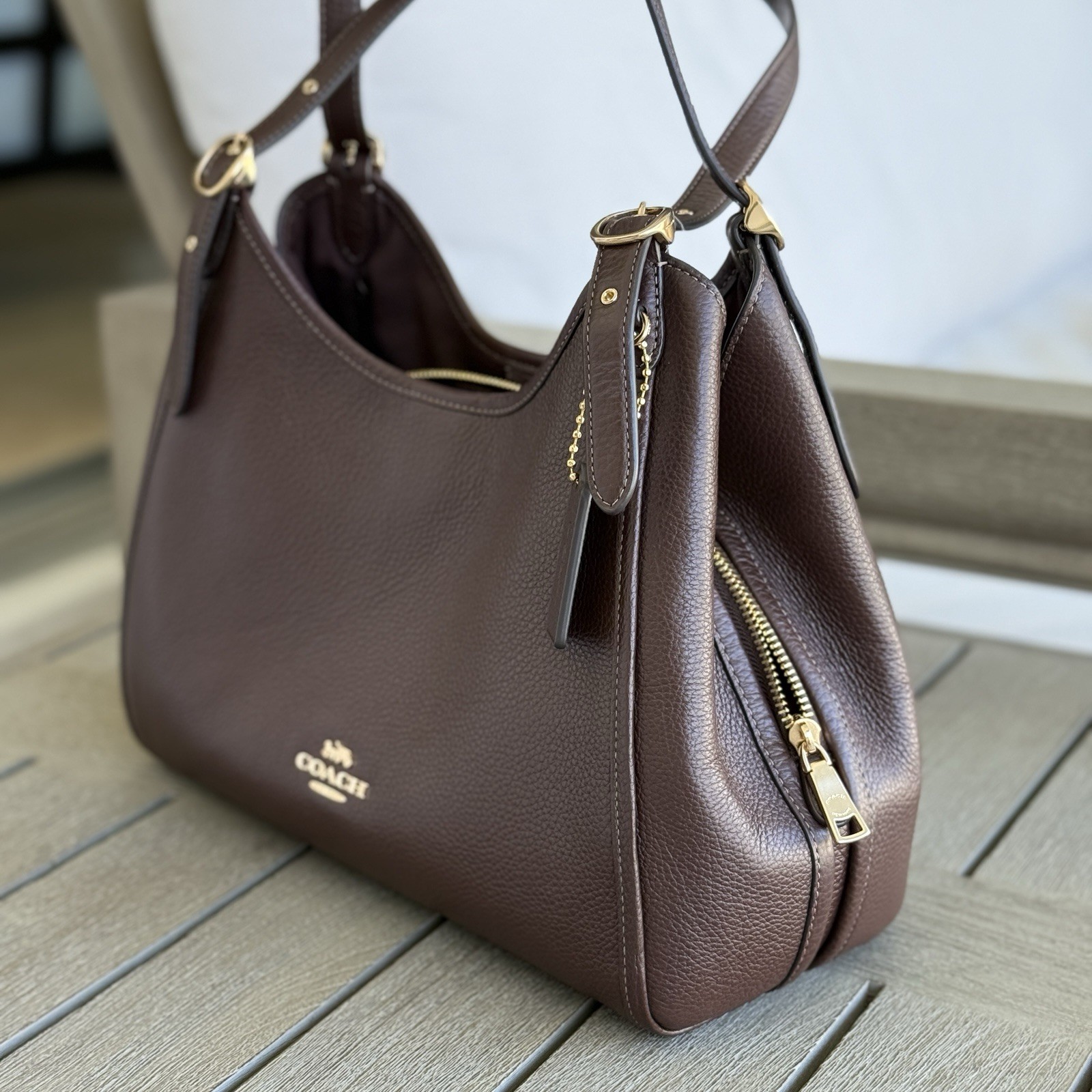 Coach Erin Shoulder Bag Refined pebble Leather CAQ86 Gold/Maple NWT