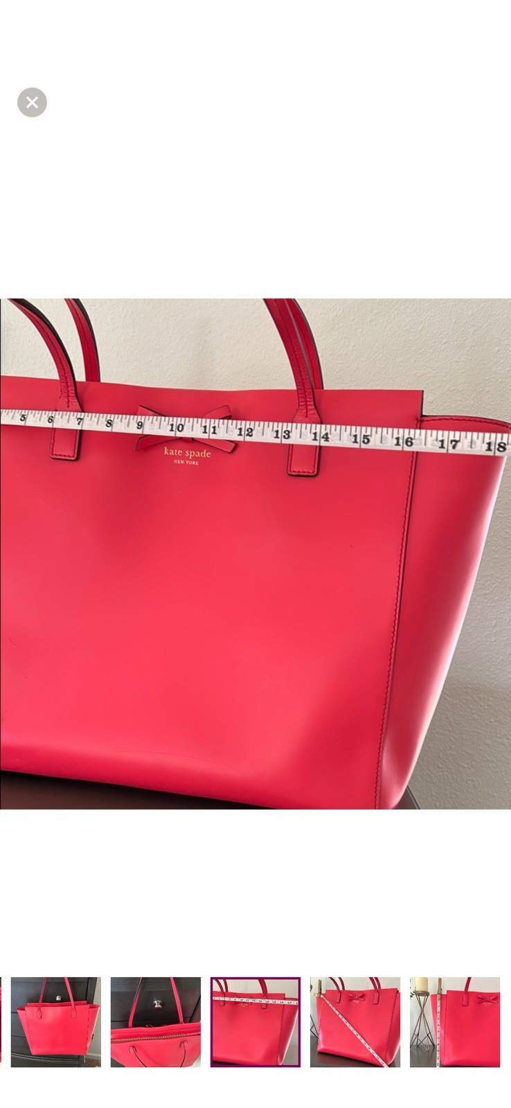 kate spade new york Sawyer Street Pink Bow Tote Bag Zip Closure Inner Pockets