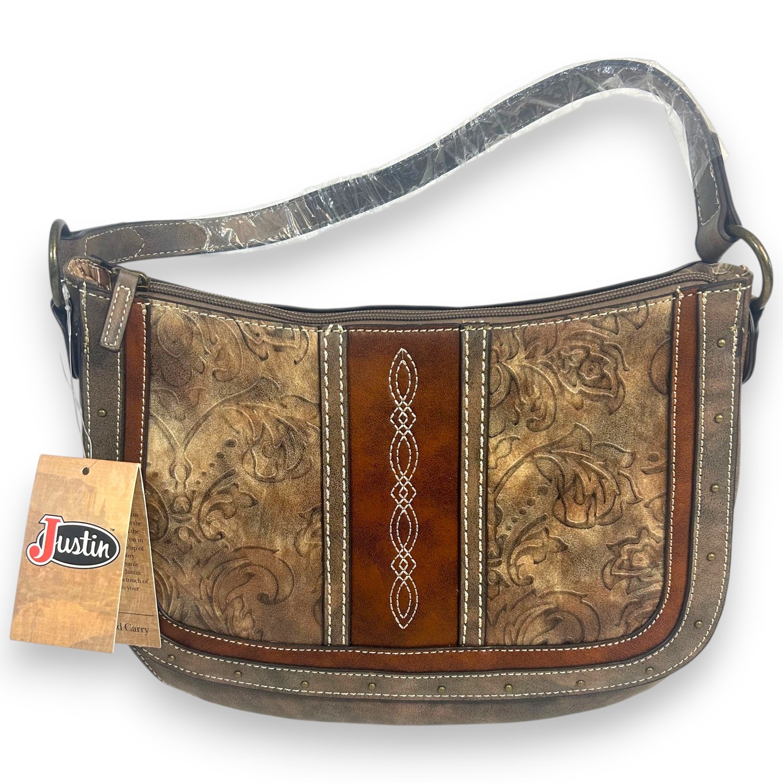 Justin Boots Purse Handbag Concealed Carry Saddlebag Vegan Leather NWT