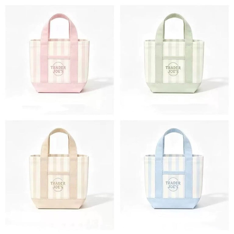 Trader Joe’s Limited Edition Pastel Stripe Mini Tote Bags-Set of 4 (Spring 2026)