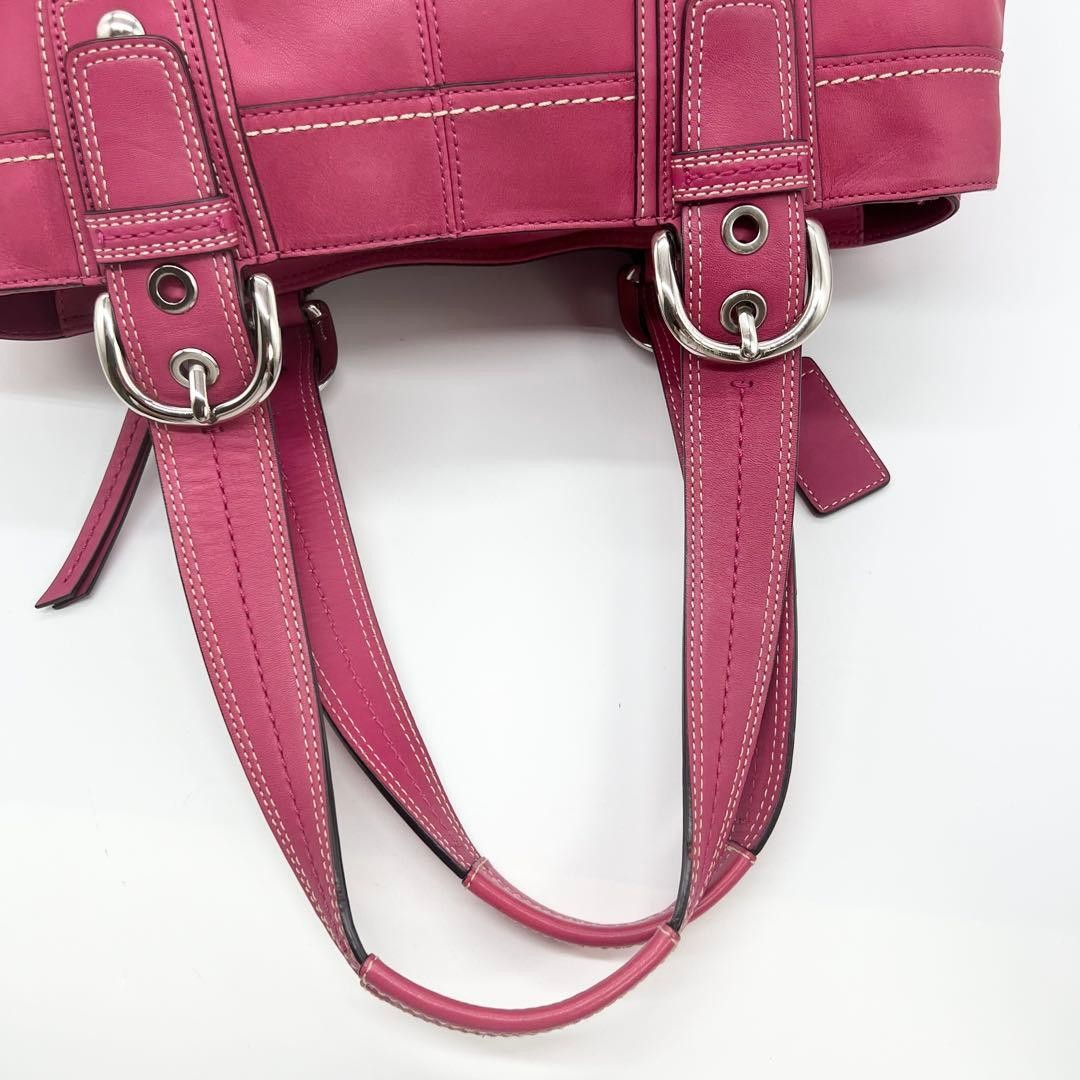 Coach Soho Tote Bag Pleated Leather Pink