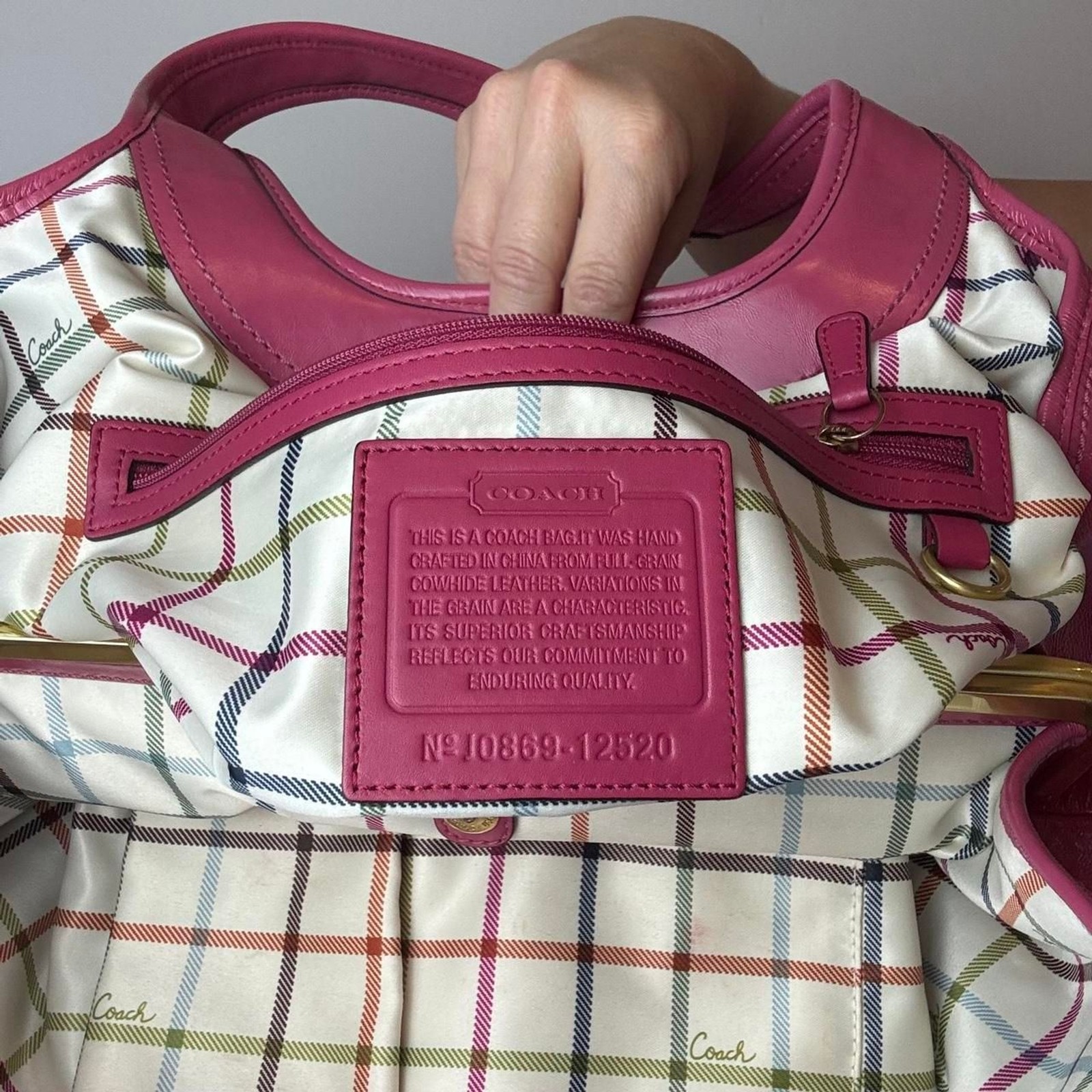 Coach Pink Patent Leather Ergo Pleated Frame Satchel with Kisslock Closure
