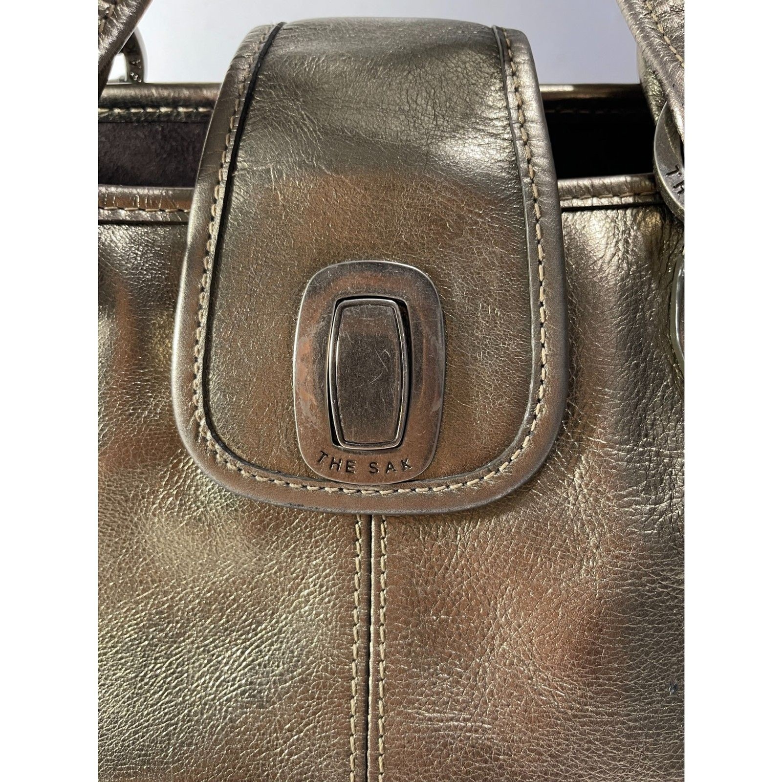The sack original Y2K mini handbag metallic gold leather crop VTG casual women