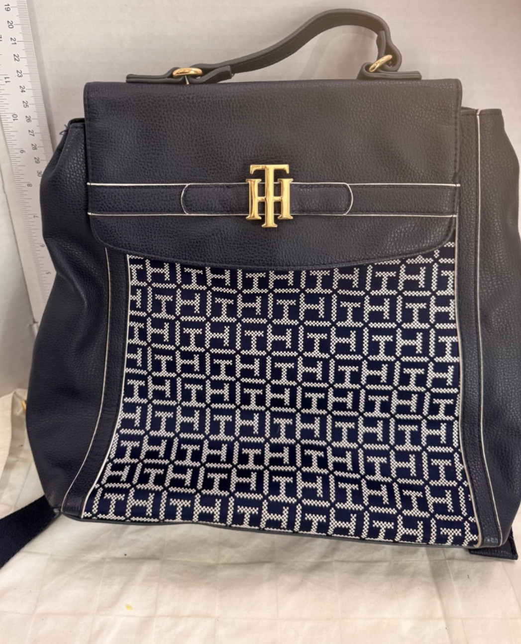 Women Tommy Hilfiger Backpack EUC See Photos Navy, TH logo