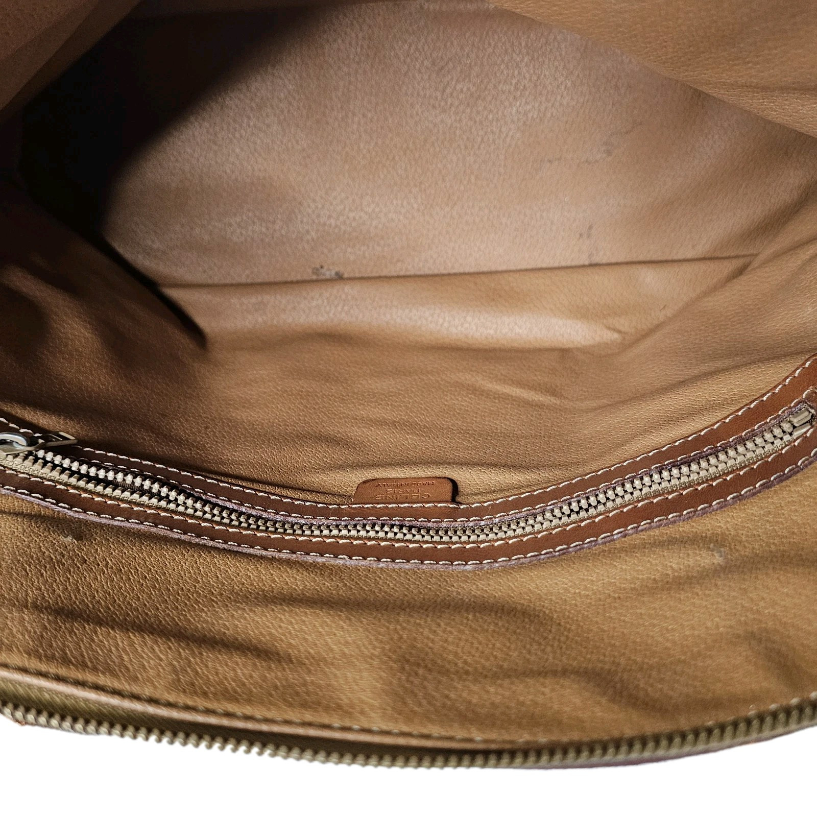 Auth CELINE Macadam – Dark Brown Light Brown PVC Leather Handbag Needs some love