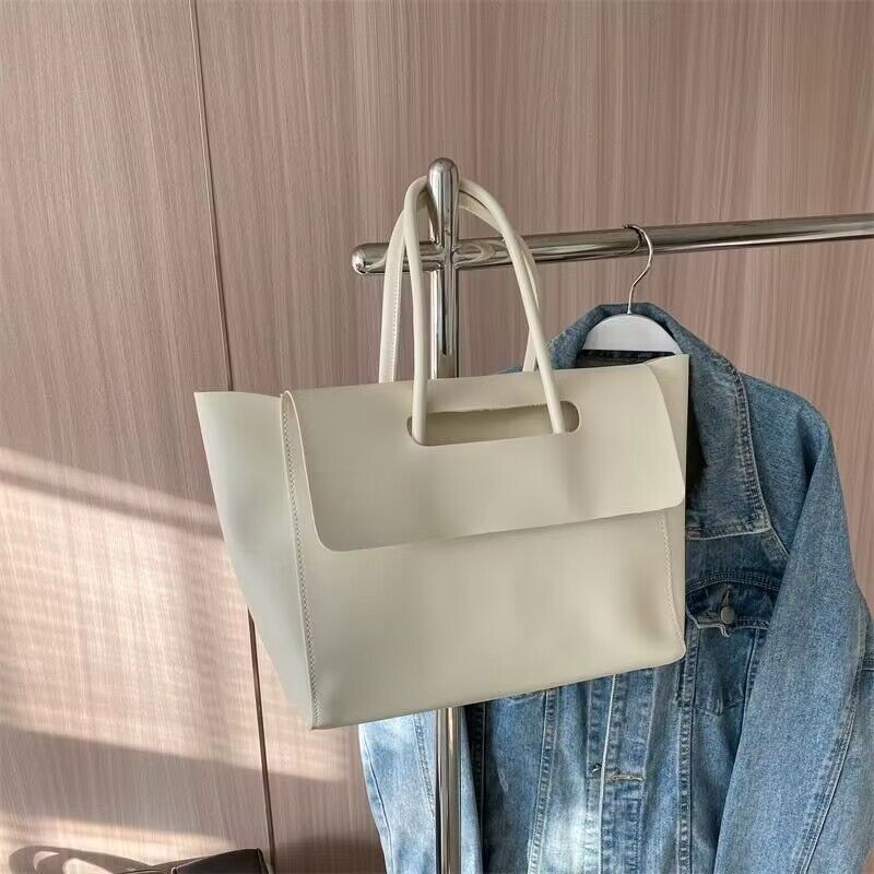 Fashion Women Large Capacity Tote Shoulder Bag Simple Retro PU Leather Handbag