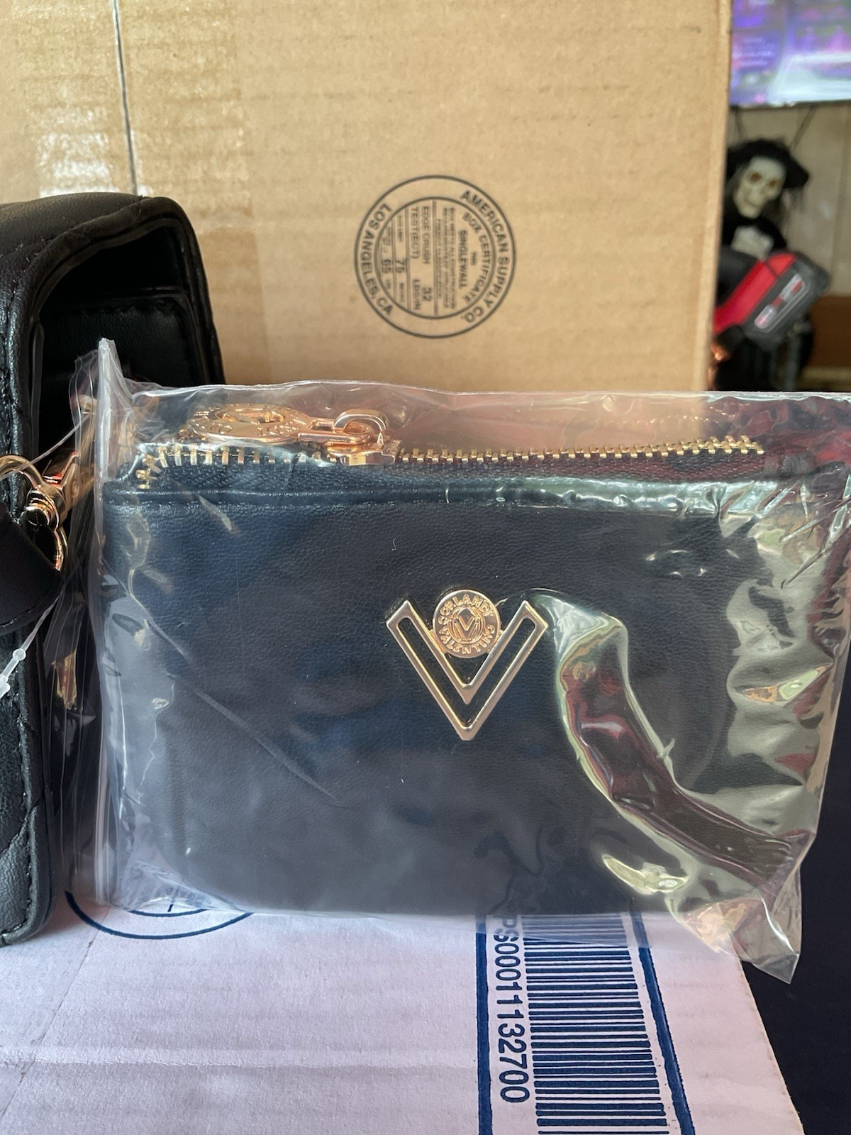 Valentino Orlandi Black Quilted Crossbody Bag Turn Lock Pouch Detachable Strap