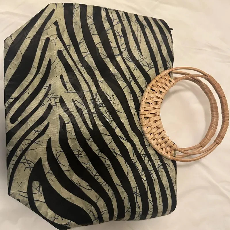 Black & Sage Green Zebra Stripe Benin Purses