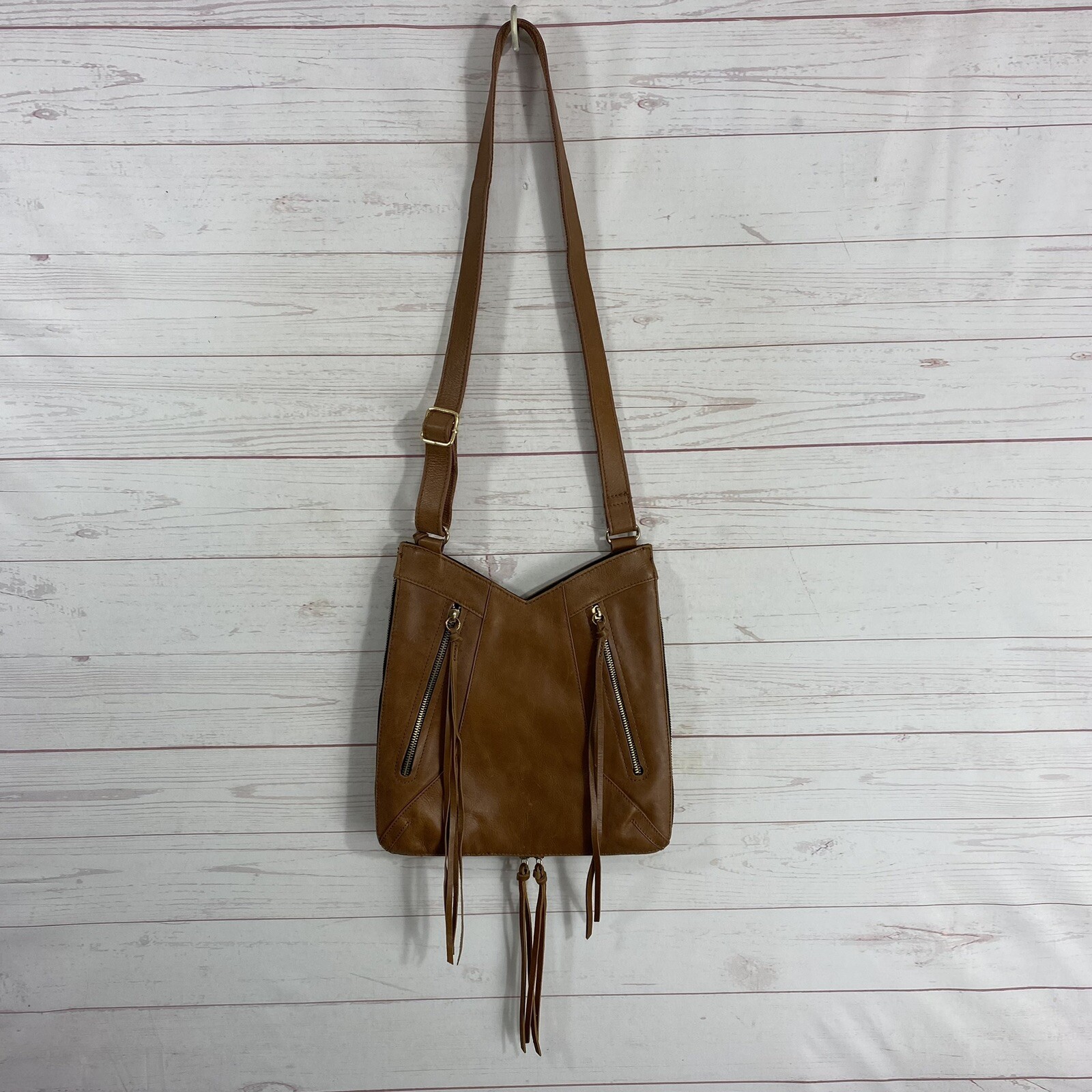 Joes Jeans Boho Tassel Shoulder Bag Purse Brown Small/Medium Brown Faux Leather