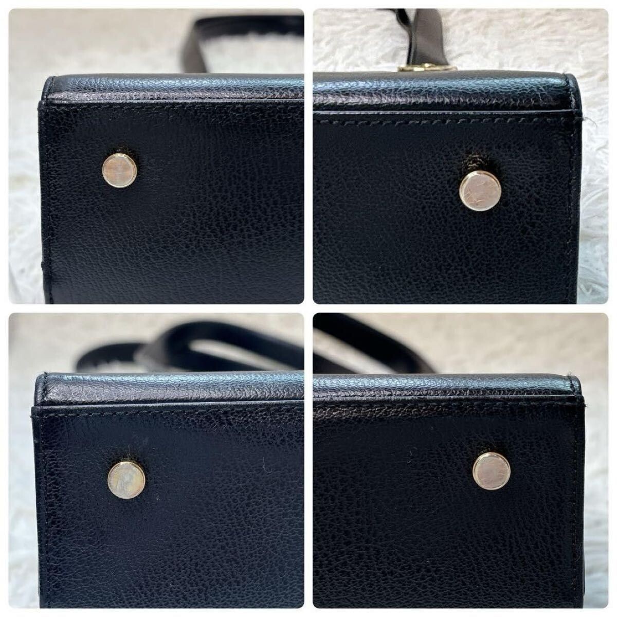 Salvatore Ferragamo Gancini Black Leather Shoulder Tote Bag Gold Hardware Italy