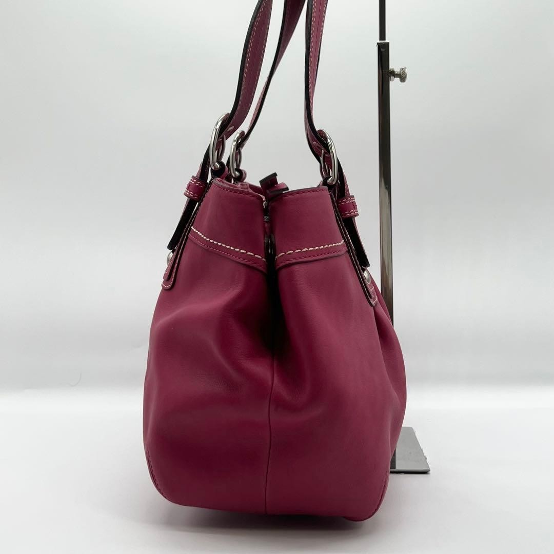 Coach Soho Tote Bag Pleated Leather Pink