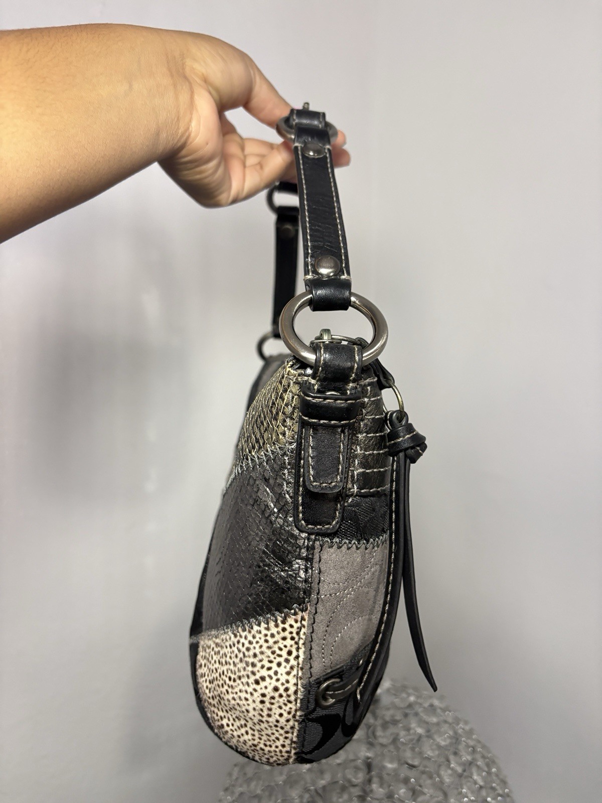 Vintage Coach Signature Leopard Patchwork Soho Hobo Shoulder Bag RARE Y2K