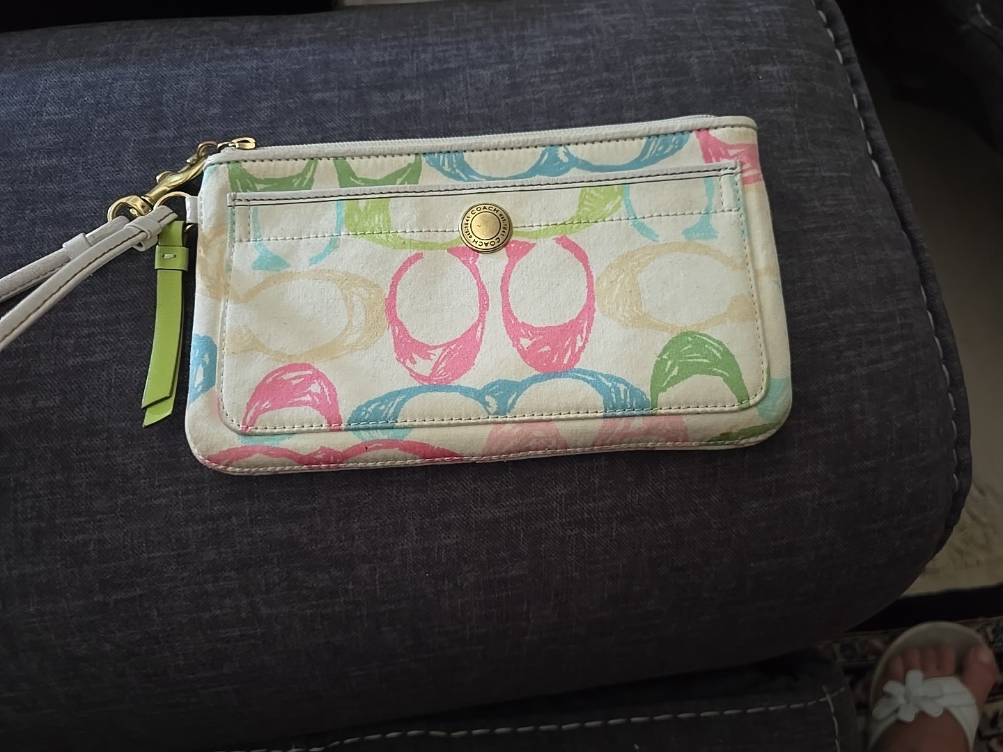 Coach Women’s Multicolor Logo Wristlet Bag with Wrist Strap, Zip