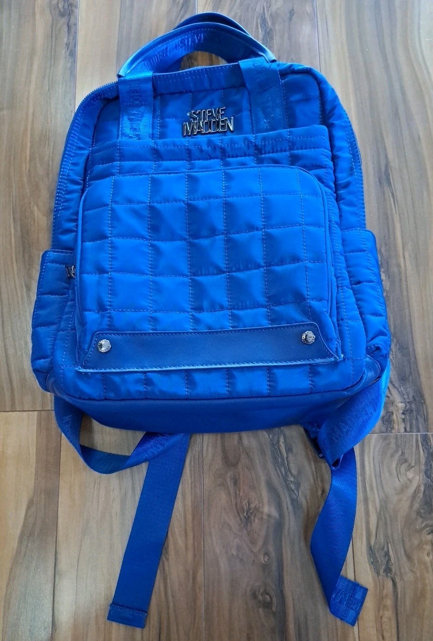 New Steve Madden Blue Quilted Backpack/Handbag Full Size W/Pockets See Photos