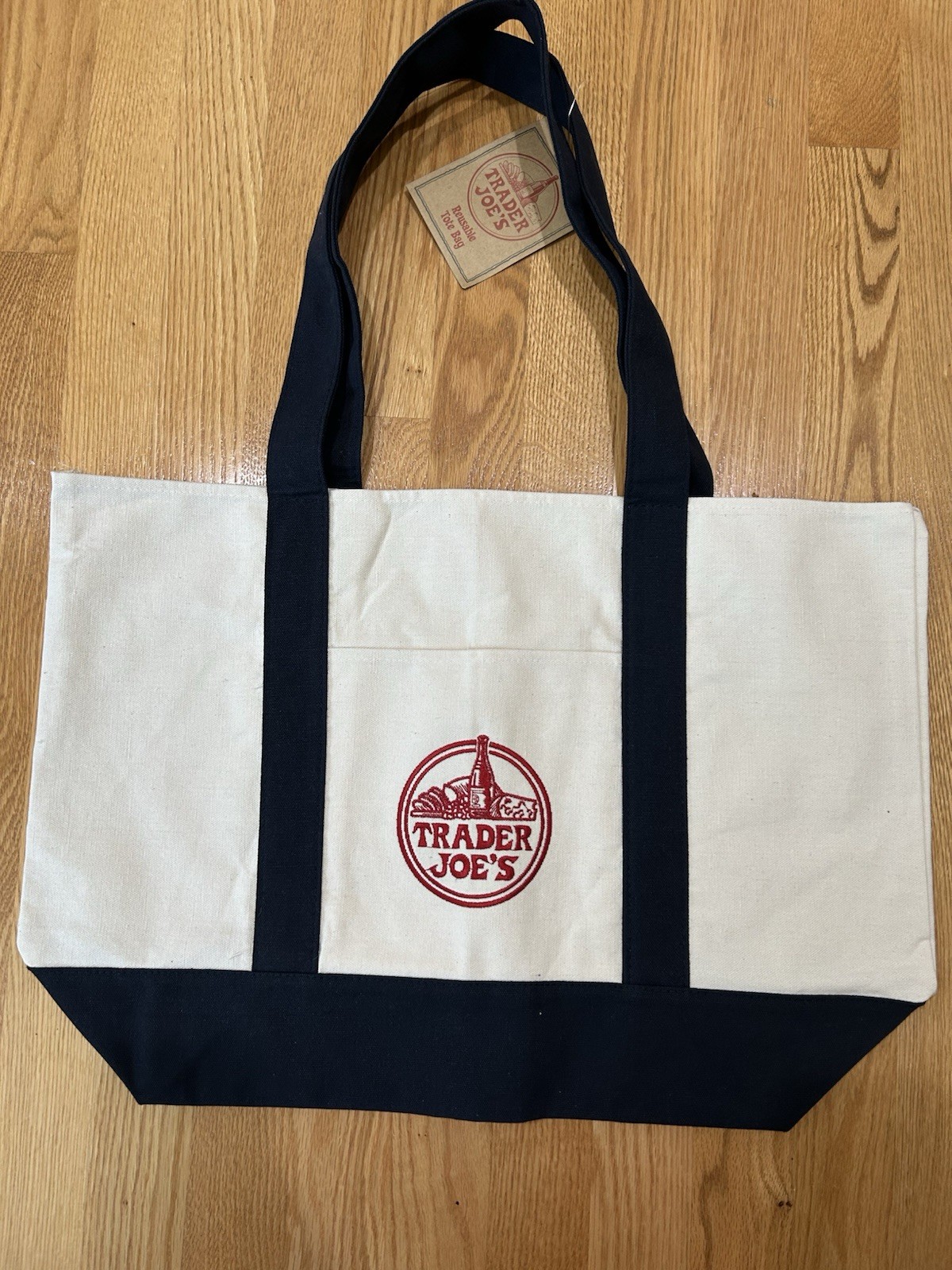 Trader Joe’s Large Canvas Shopper Tote Bag Blue – NEW w/ Tags LIMITED EDITION