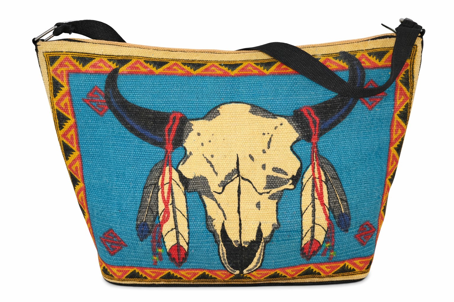 El Paso Saddle Blanket Company Western Bull Shoulder Bag Crossbody Woven Purse