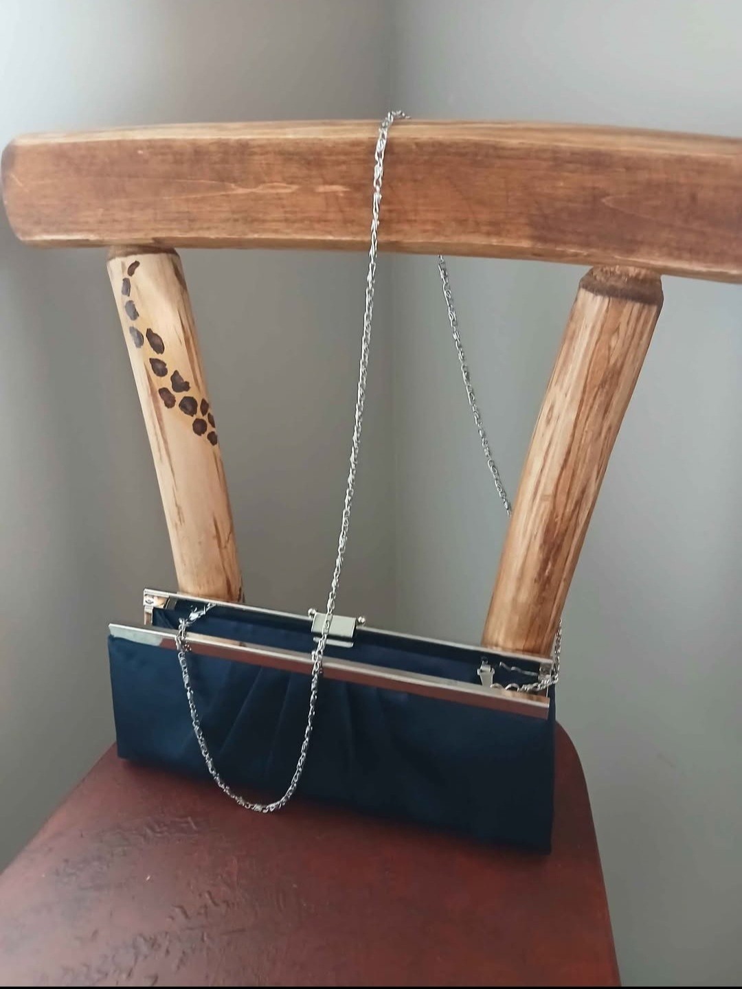 Gunne Sax Blue Pleated Clutch Purse Silver Chain Shoulder Strap Clasp Lined