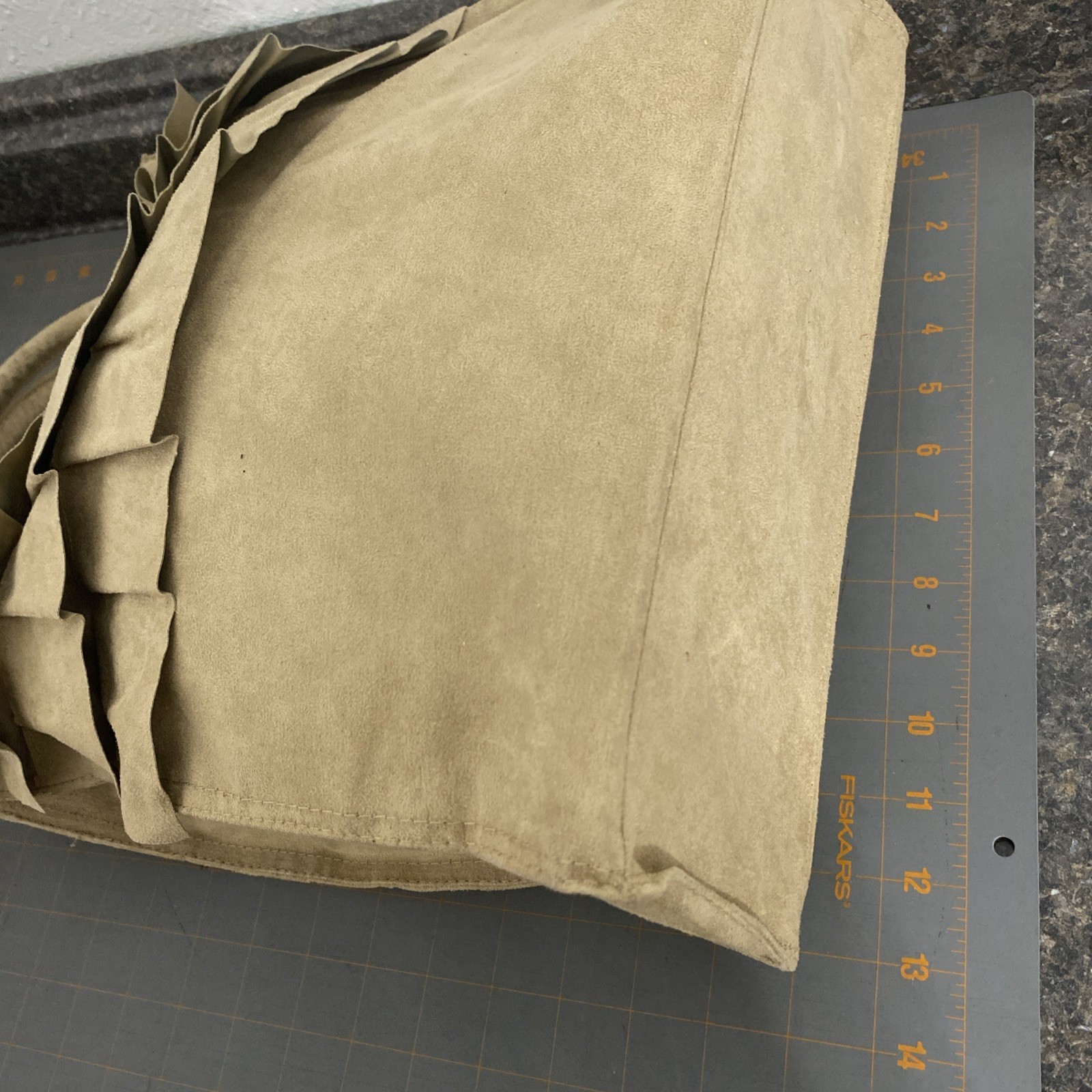 Faux Suede Beige Ruffle Shoulder Bag Tote NWT
