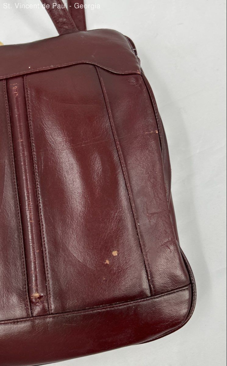 Vintage Lou Taylor Red Leather Pop Up Hinged Mirror Purse Handbag Made in Italy