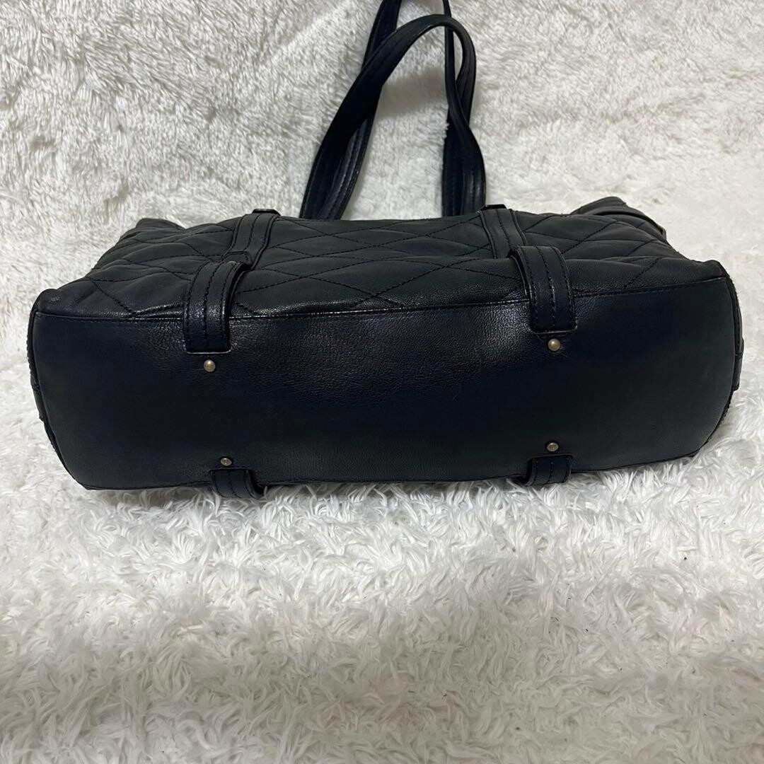 Bally Quilted Leather Tote Bag Black Pink Lining Y2K Archive A4 Shoulder Bag