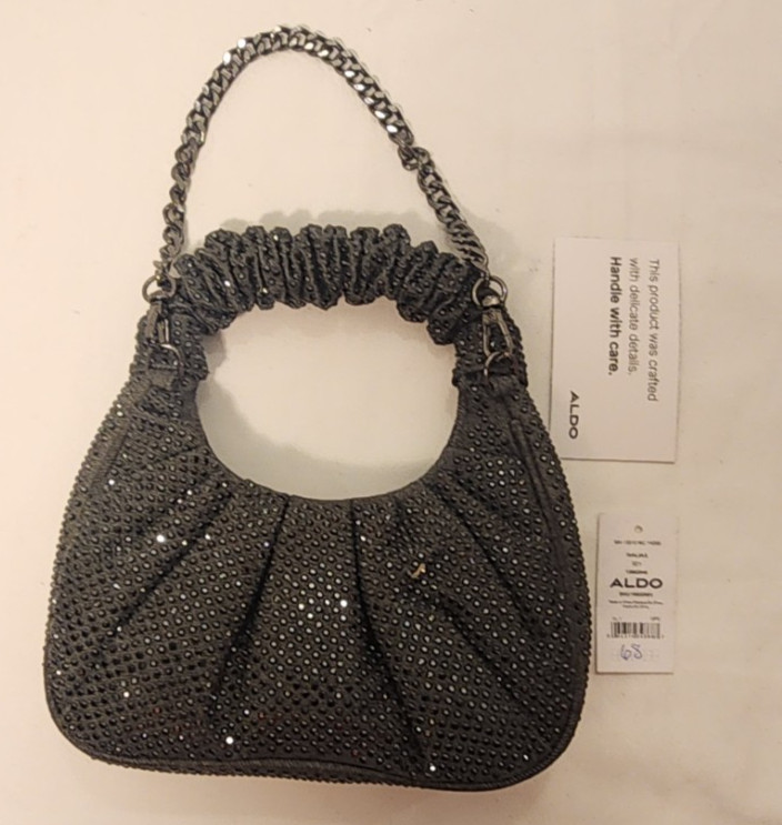ALDO – Women’s Handbag – Black with Rhinestones – IVALIAX D21- Apprx. 8X8 inches