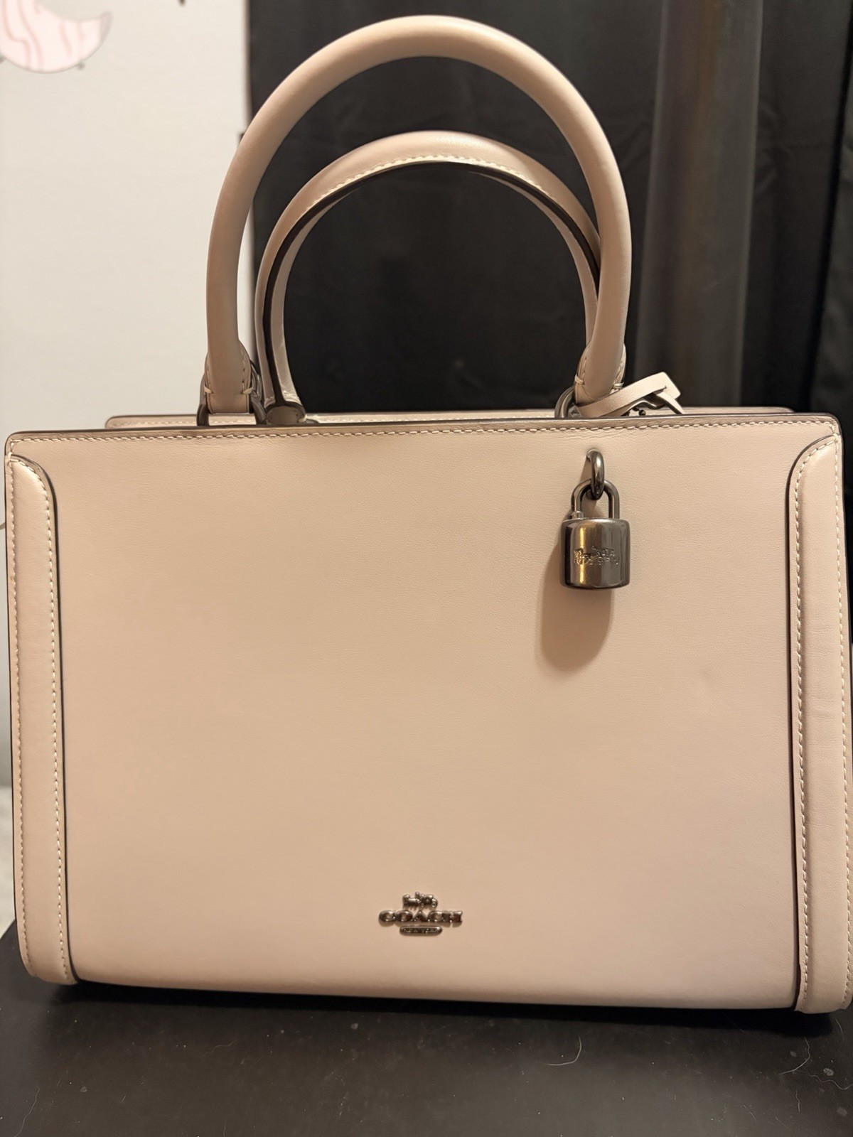 Coach Ivory Satchel Top Handle Bag Zip Closure w/ Detachable Crossbody Strap