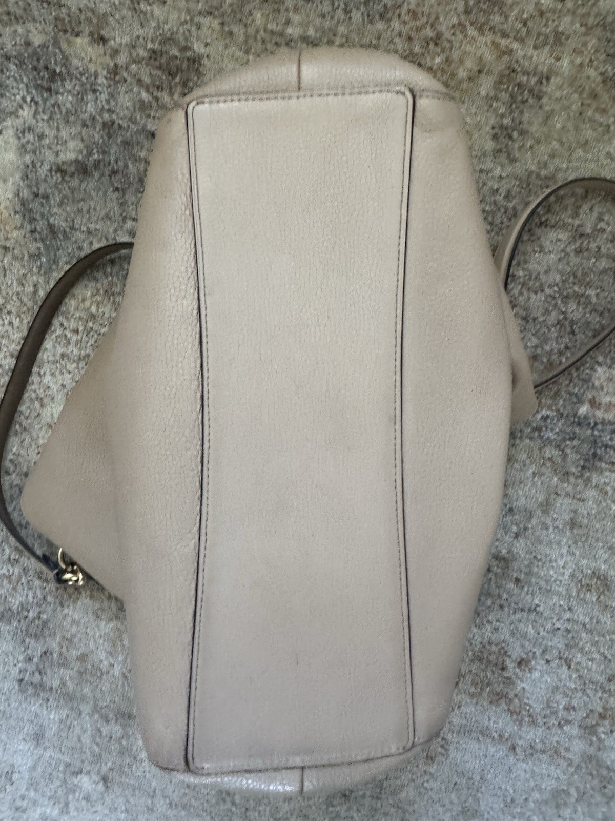 Coach Hallie 3 compartment shoulder bag taupe with burgundy color interior 80268