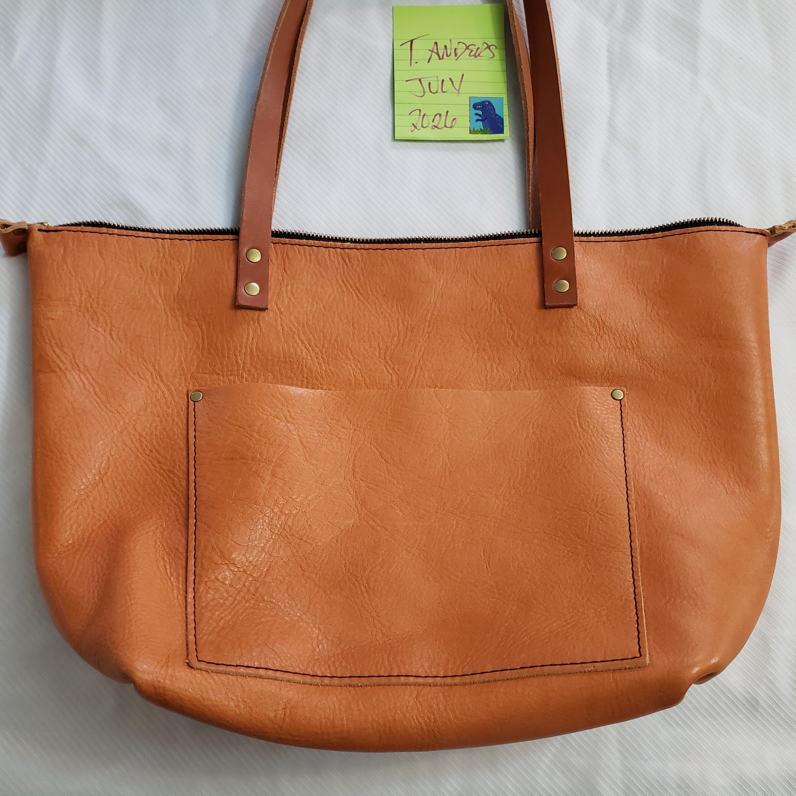 Portland Leather Goods Large Zipper Classic Tote Bag in Satsuma retired color tr