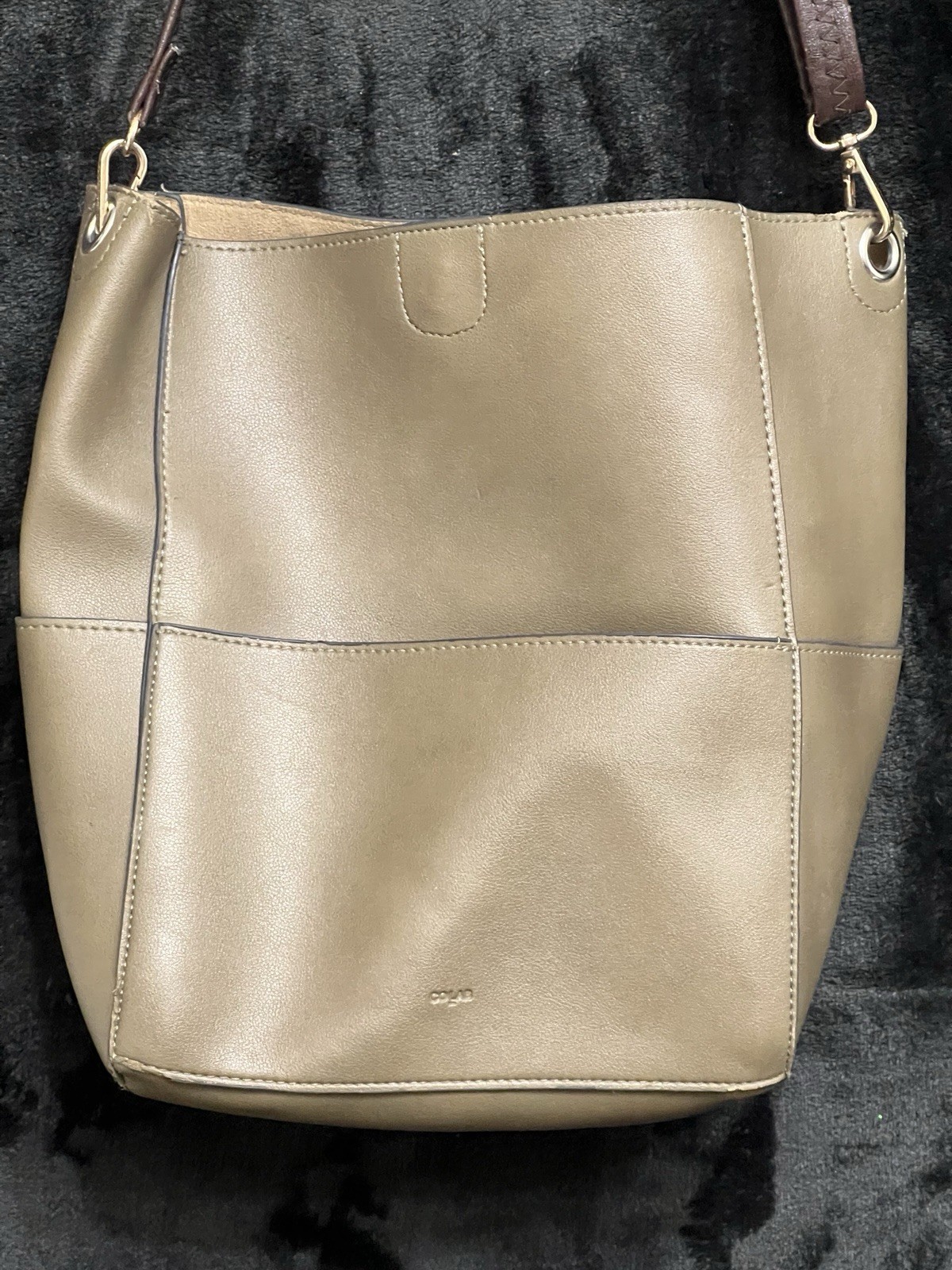 Colab Womens Sage Green Purse Shoulder Bag W/Brown Strap 12″H Length 10″W/Wear