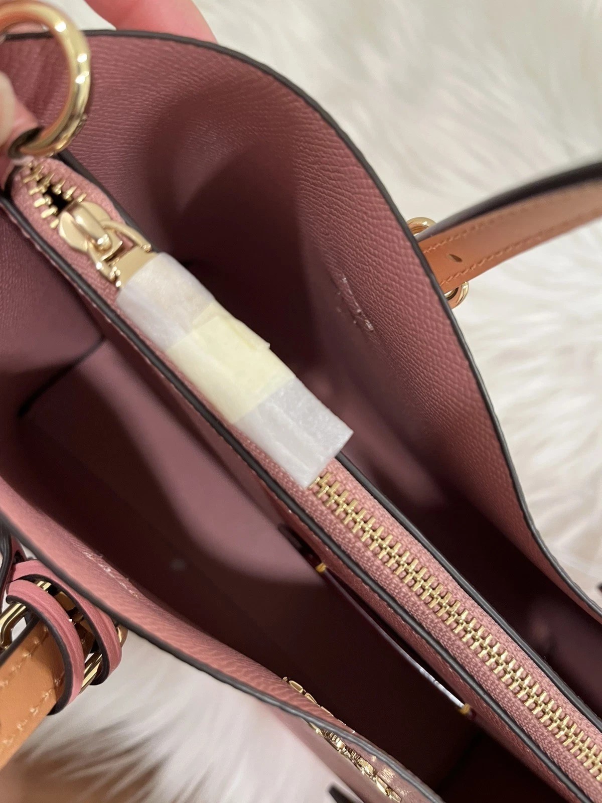 Coach Mollie Tote Bag 25 In Signature Canvas With Charms Gold/Powder Pink CER24