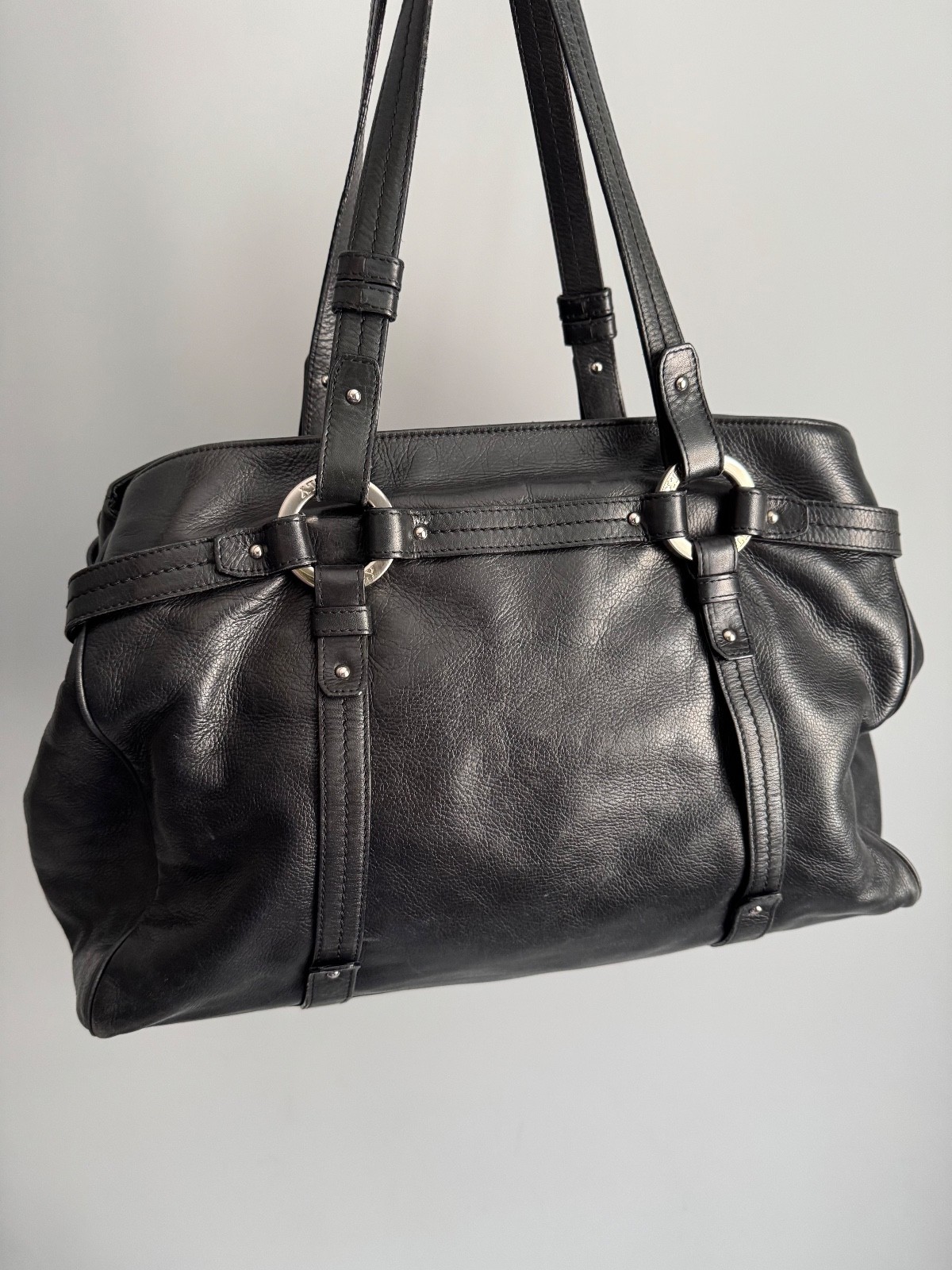 Authentic Vintage Bally Quilted Black Leather Tote / Shoulder Bag y2k
