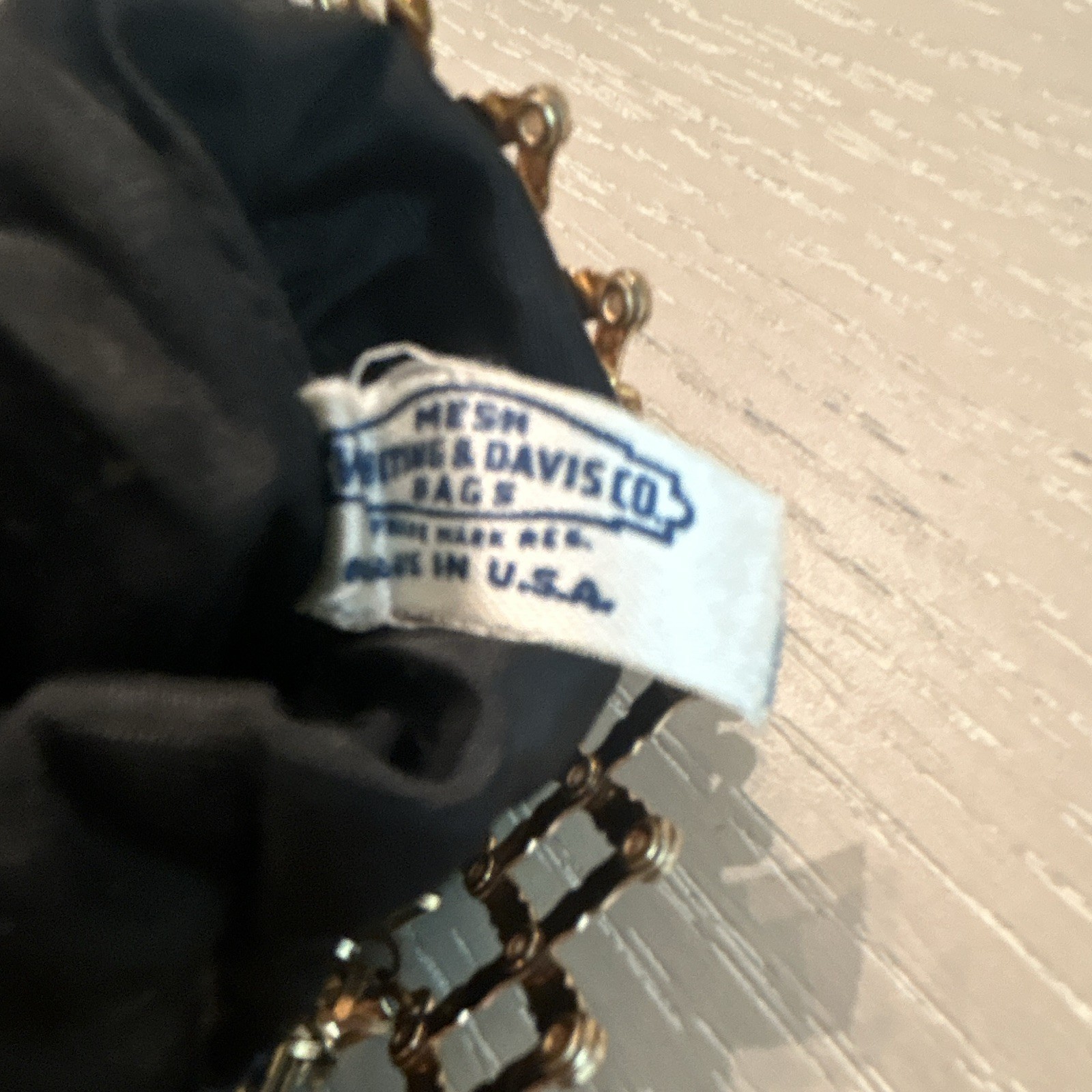 Whiting & Davis Bag Co. Gold Tone Metal Mesh Beaded Compact Chain Strap