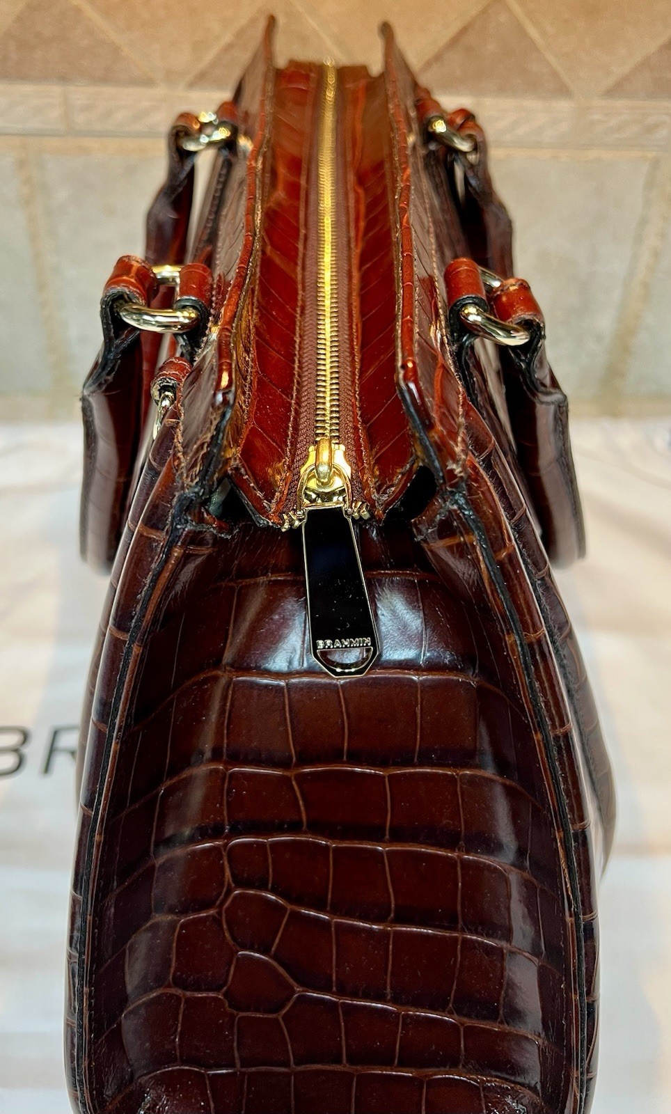 RARE, HTF, NWOT Brahmin Arden Cognac Trance Leather Satchel+ NWT Ady Wallet
