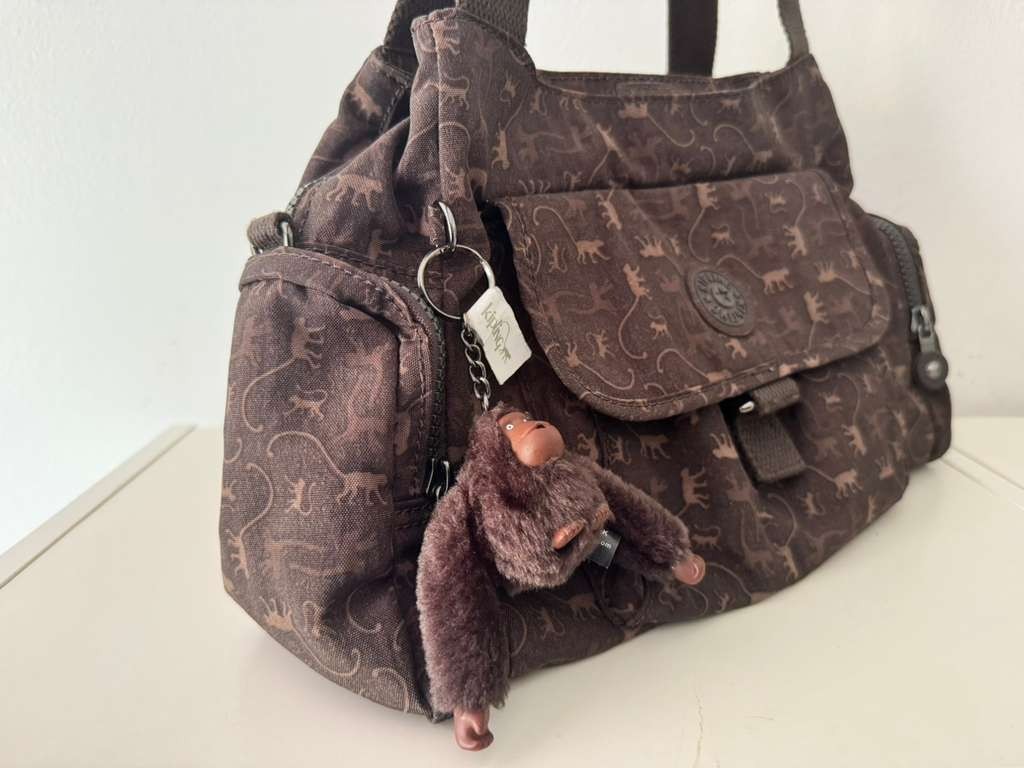 Kipling Handbag Bag Womens Monkey Print w/ Monkey Keychain