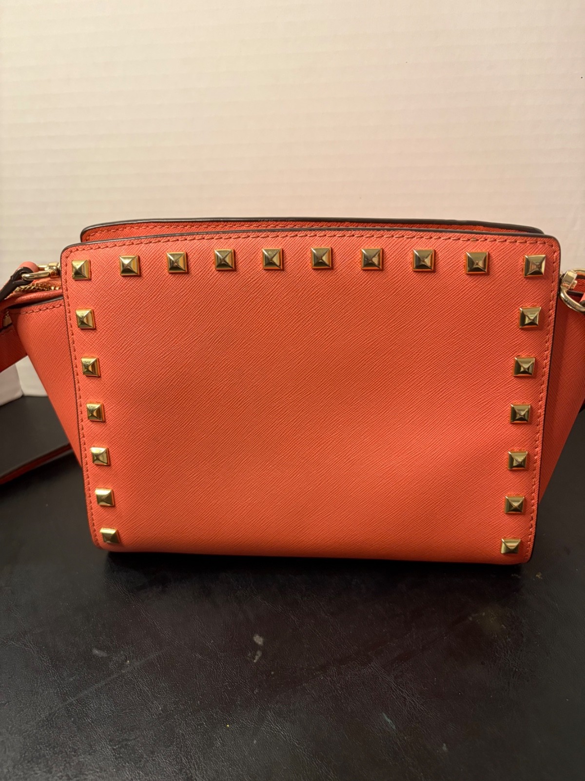 *MICHAEL KORS* Selma Medium Studded Staffiano Leather Messenger Crossbody Purse