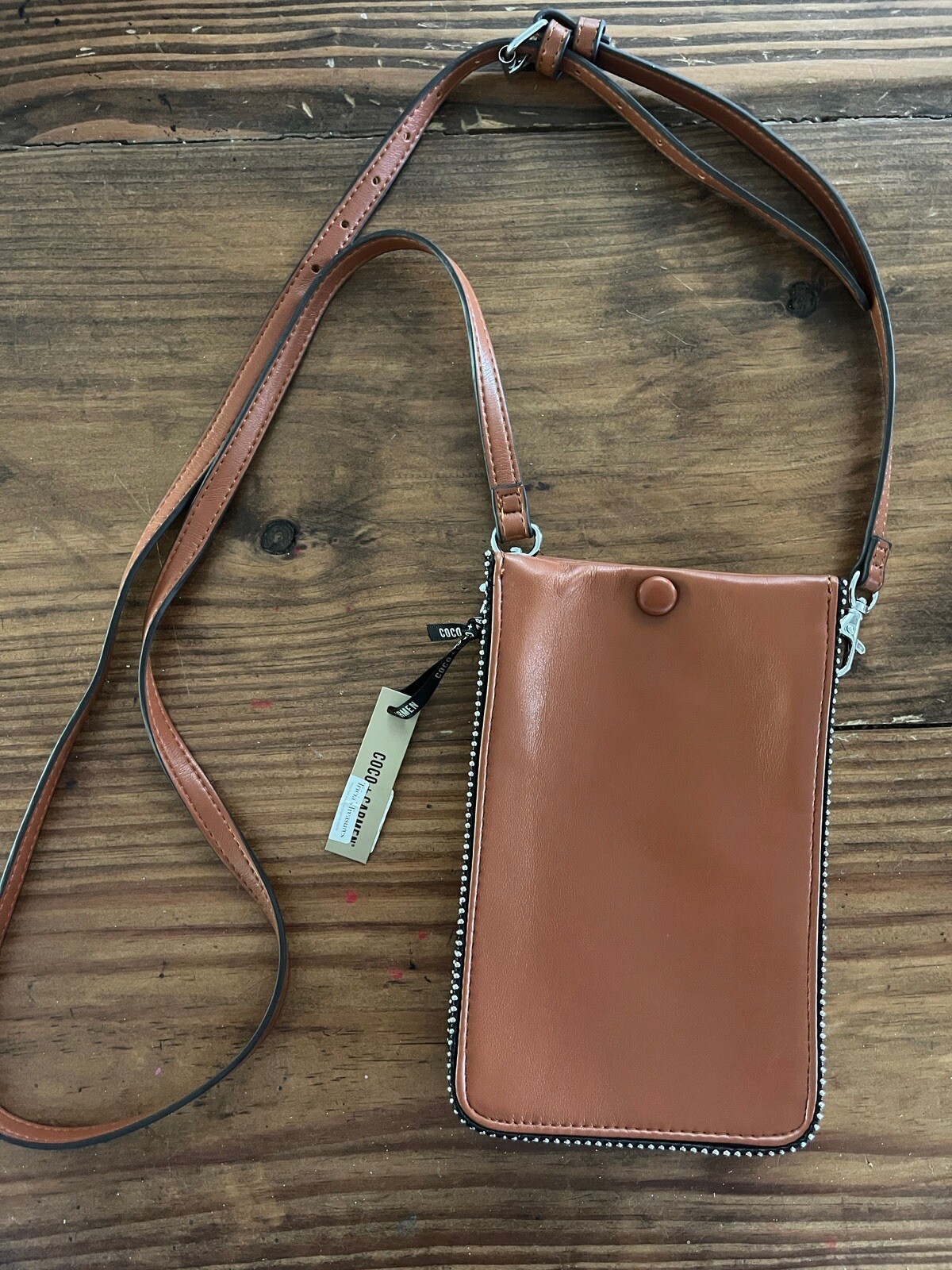 Coco + Carmen Wallet Crossbody Brown Vegan Leather Flat Purse Organizer Bag
