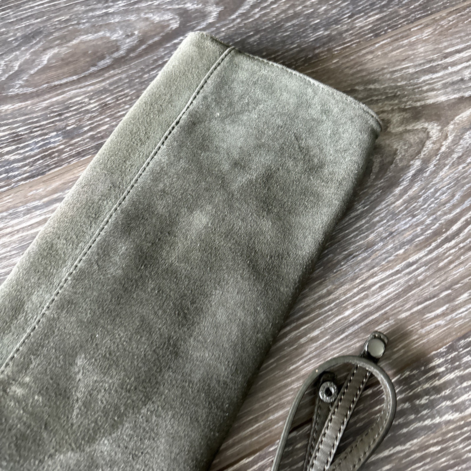 NWOT Via Spiga Olive Suede Clutch Bag Shoulder Strap 13×5 In