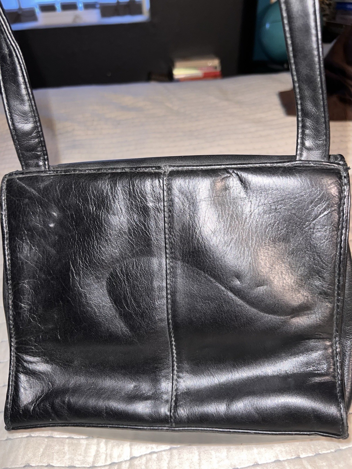 LEATHER SHOULDER BAG GOLD TRIMS