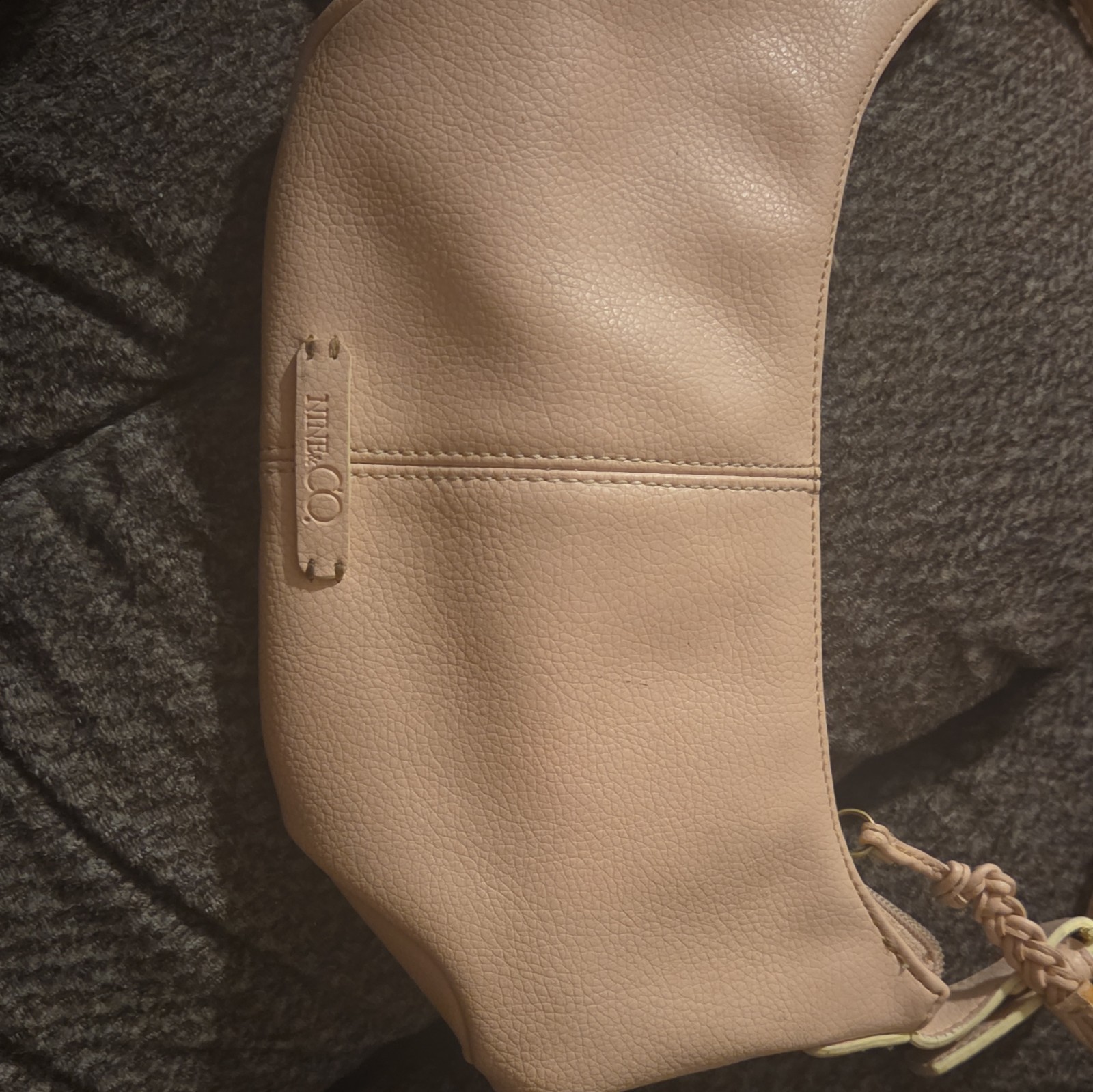 THE SAK Beige Pebbled Satchel/Top Handle Bag Stitching Logo Accents