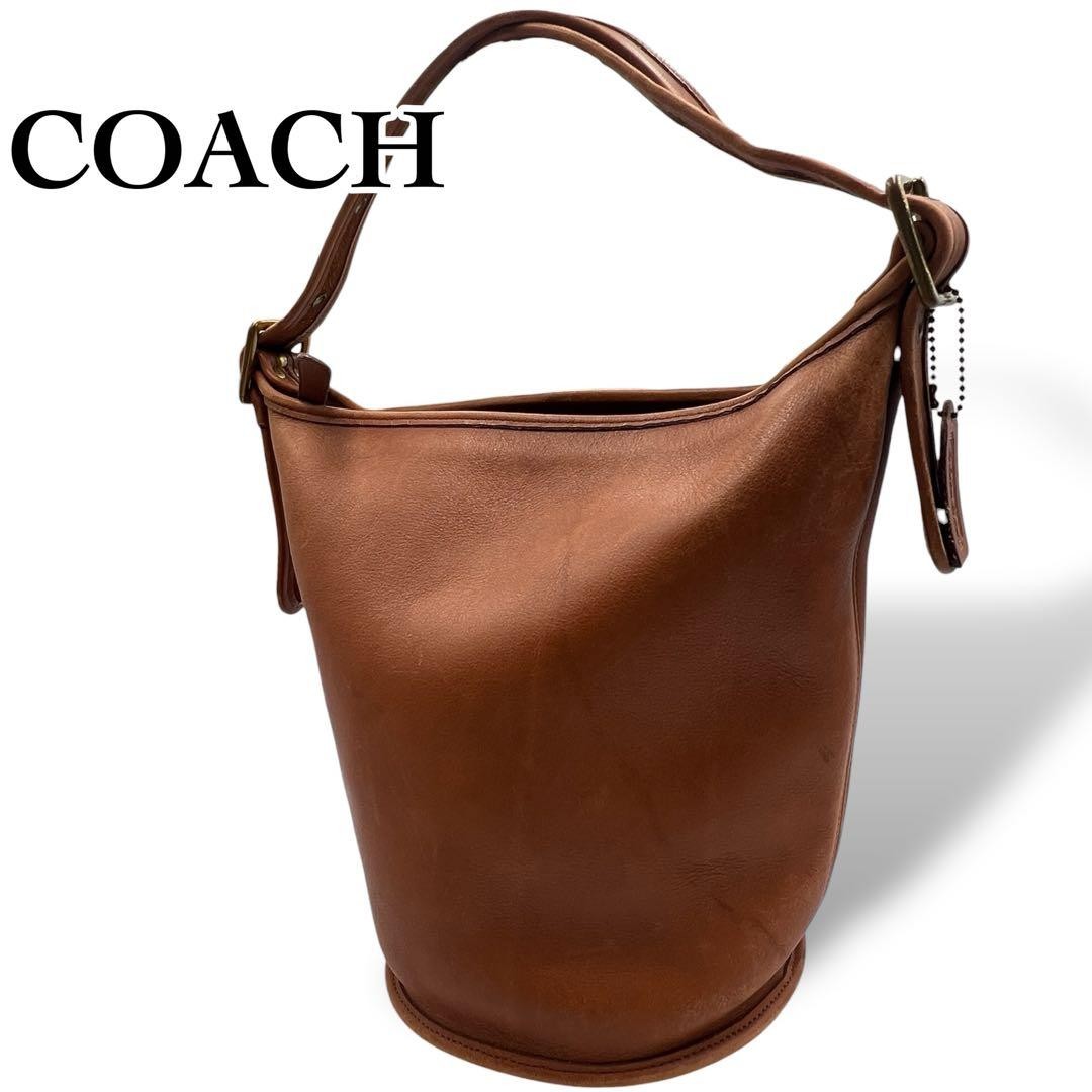 COACH Old Bucket Shoulder Bag Charm Leather Brown 25cm x 31cm x 18.5cm Authentic