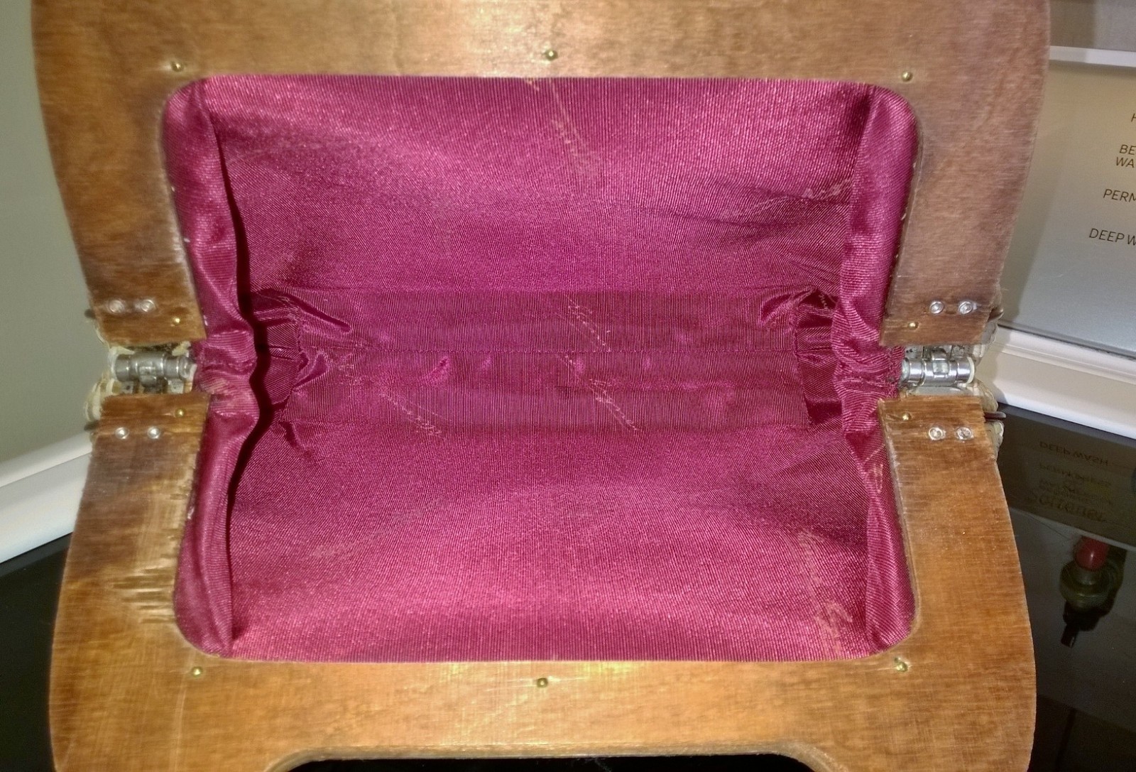 Vintage 60s 70s ETIENNE AIGNER Linen Leather Handbag Clutch Bag Wood Top Handle
