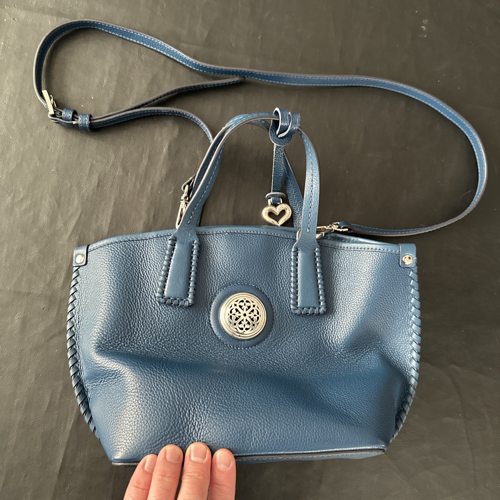 Brighton Ferrara Collection Women’s Leather Shoulder Bag Purse Navy Blue