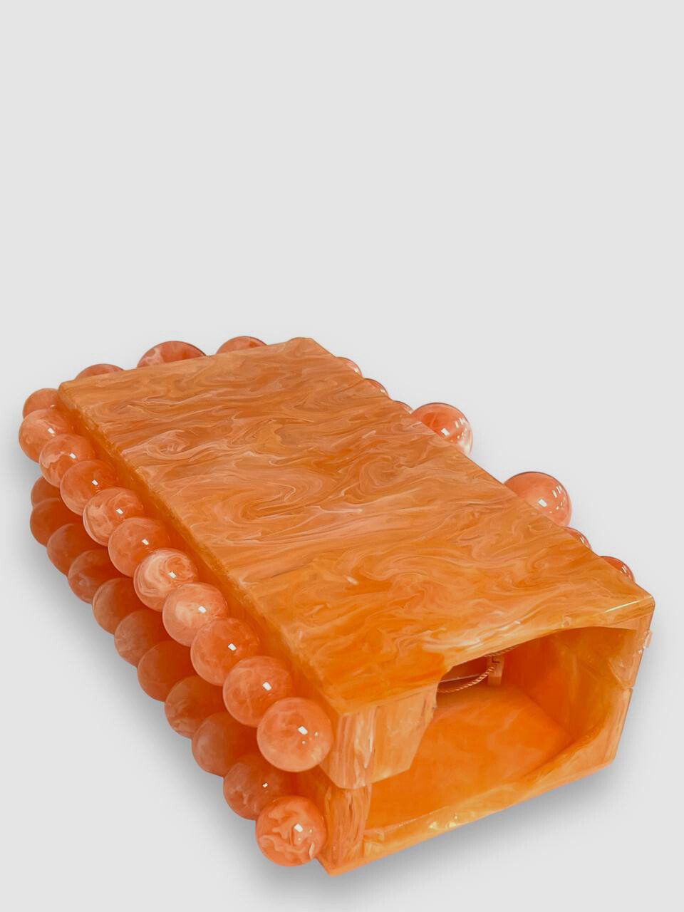 $346 Cult Gaia Women’s Orange Acrylic Eos Beaded Purse Box Clutch Hand Bag