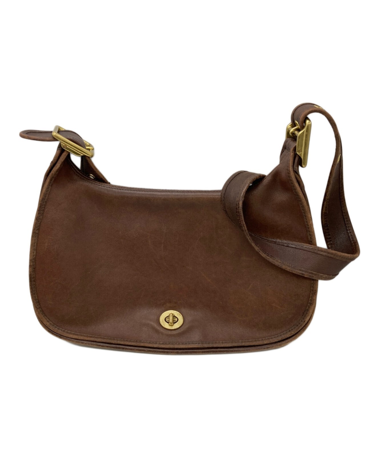 Vintage Coach 9338 Legacy Crescent Brown Leather Shoulder Bag Brass Turnlock