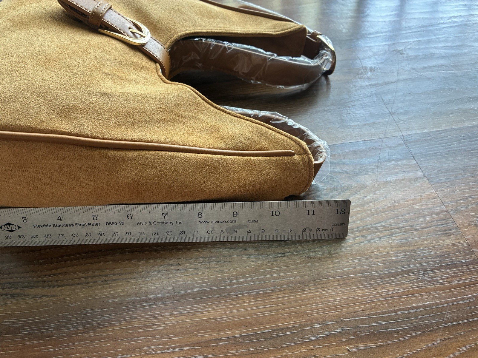 Light Brown Faux Suede Shoulder Bag With Magnetic Closure Saddle Bag Y2K Satchel