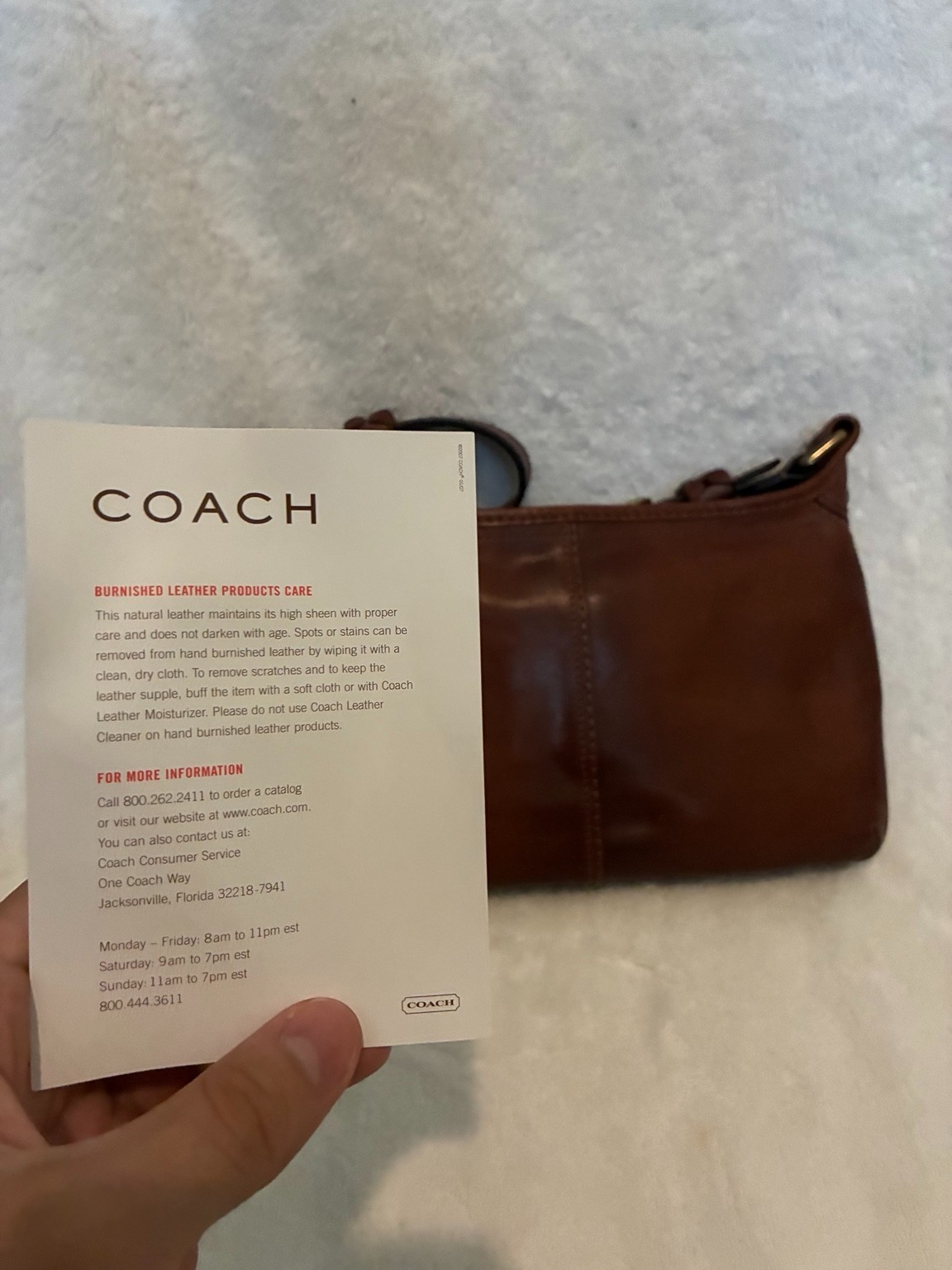 Coach 11415 Burnished Leather Brown Shoulder Bag w/ Dust Bag Hangtag