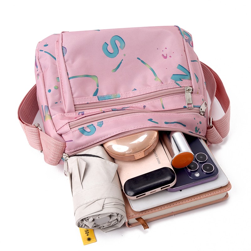 Large Capacity Women Crossbody Bag with Zipper Sport Casual Shoulder Storage Bag
