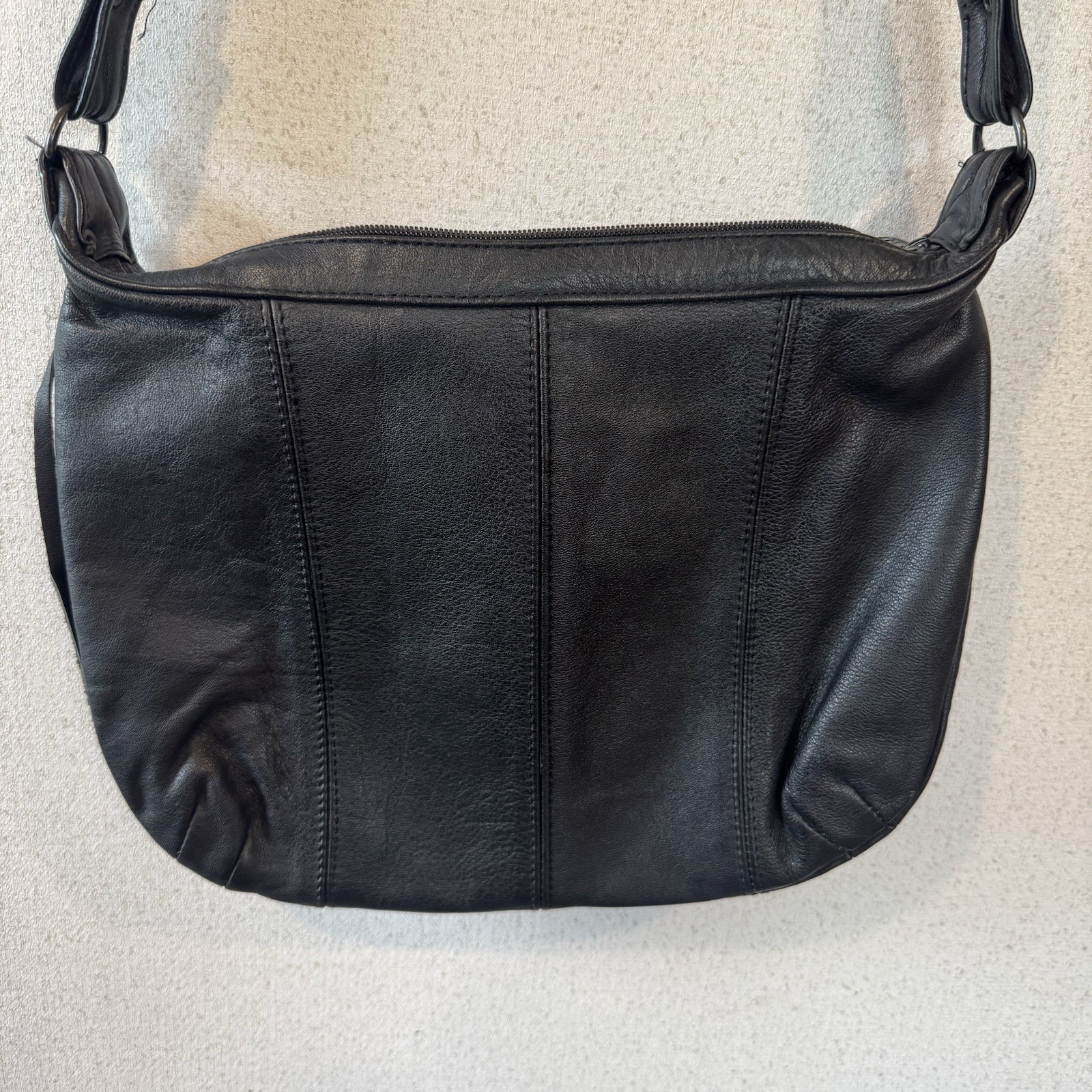 VTG Leather Fringe Crossbody Purse Boho Made In Mexico Black Western Festival