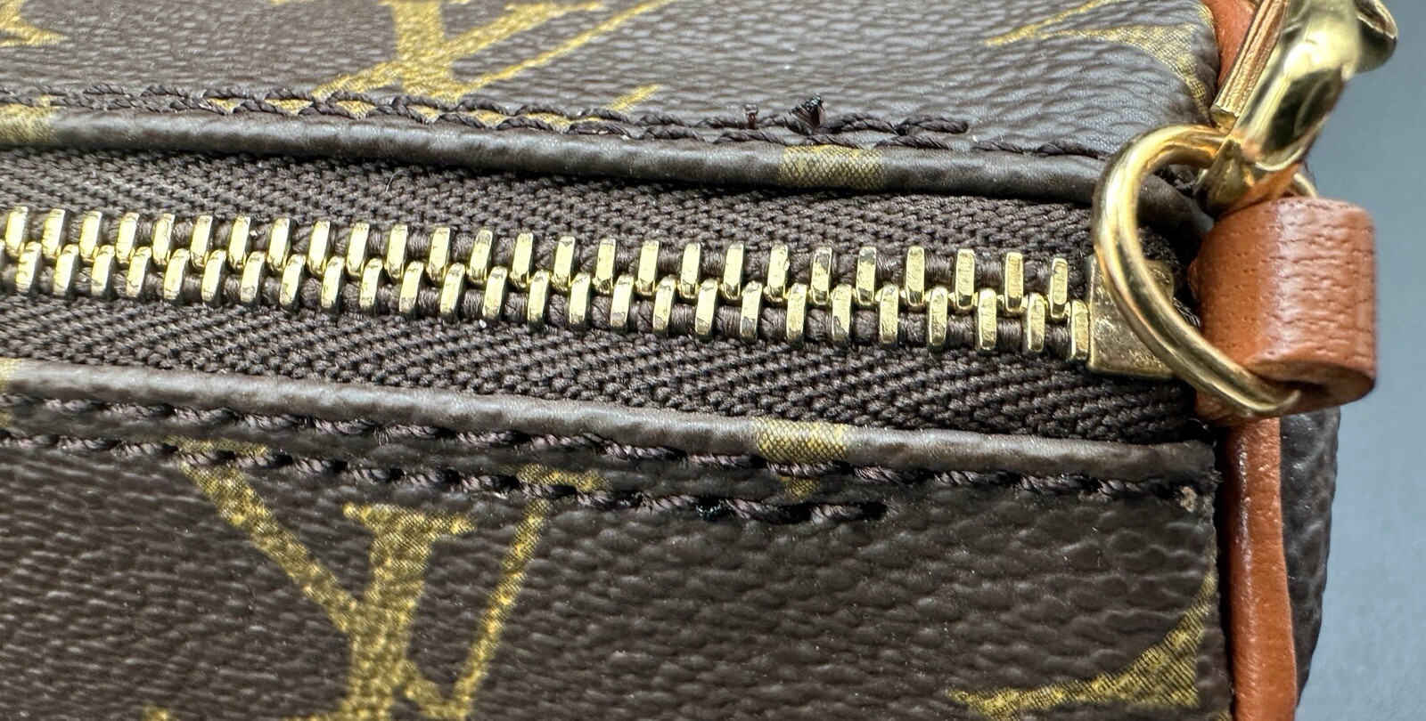 Louis Vuitton Monogram Brown Papillon Accessory Pochette Pouch Bag Cylinder 6.5”