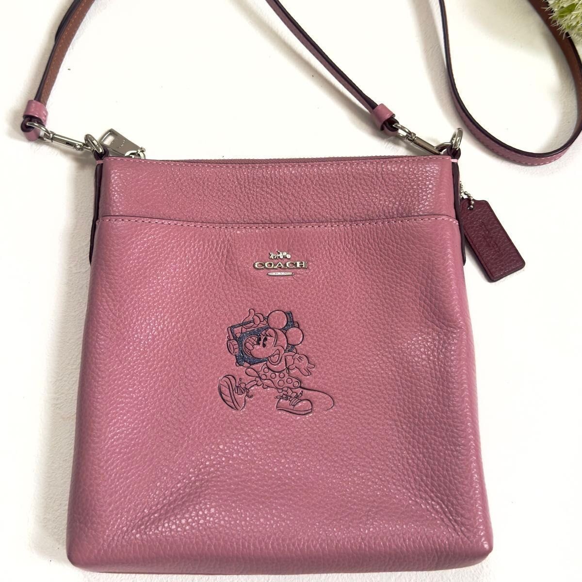 COACH Disney Minnie Mouse Pink Leather Crossbody Bag 37534SV Women